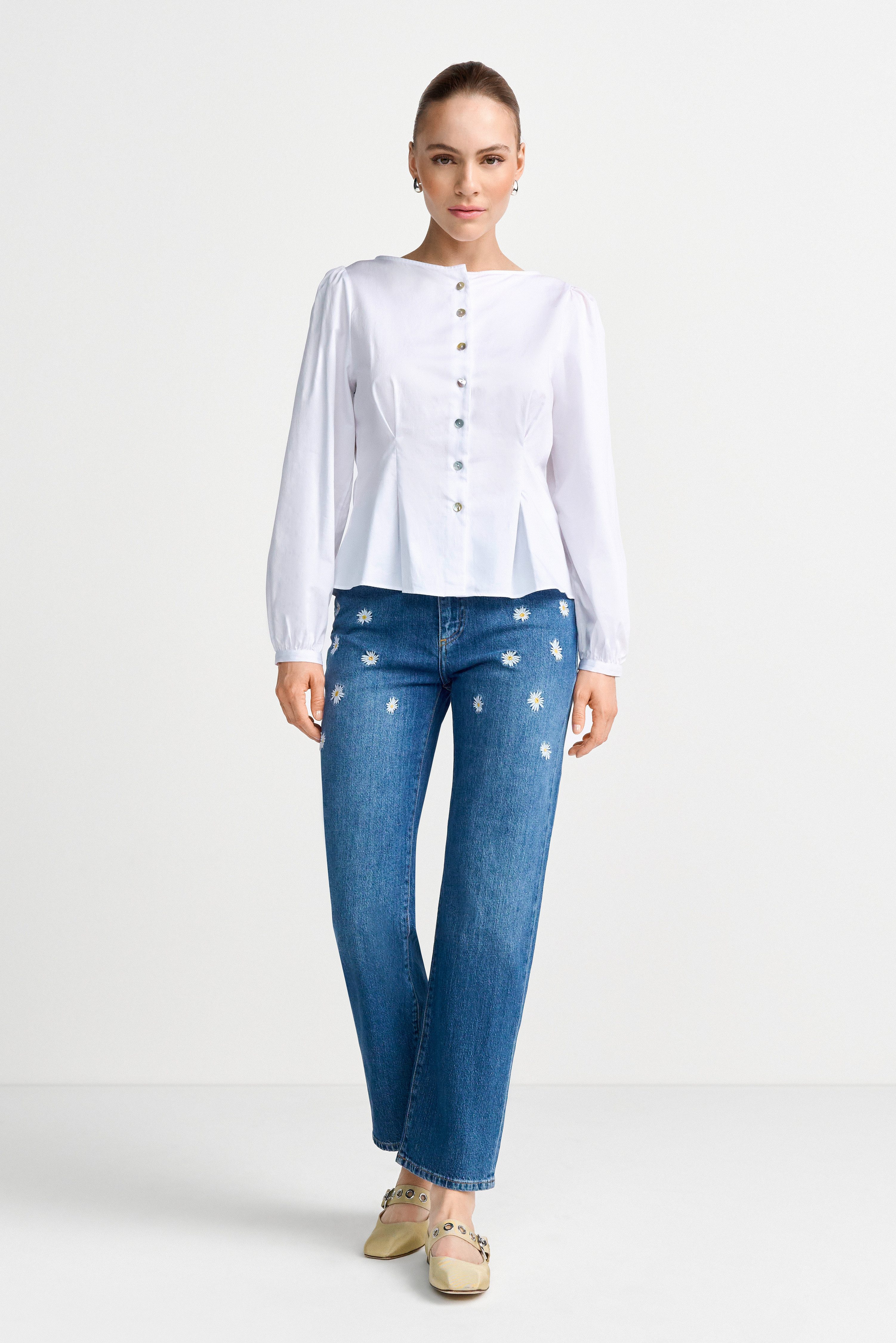 RICHROYAL Relax-fit-Jeans mit hochwertigen Blütenstickereien