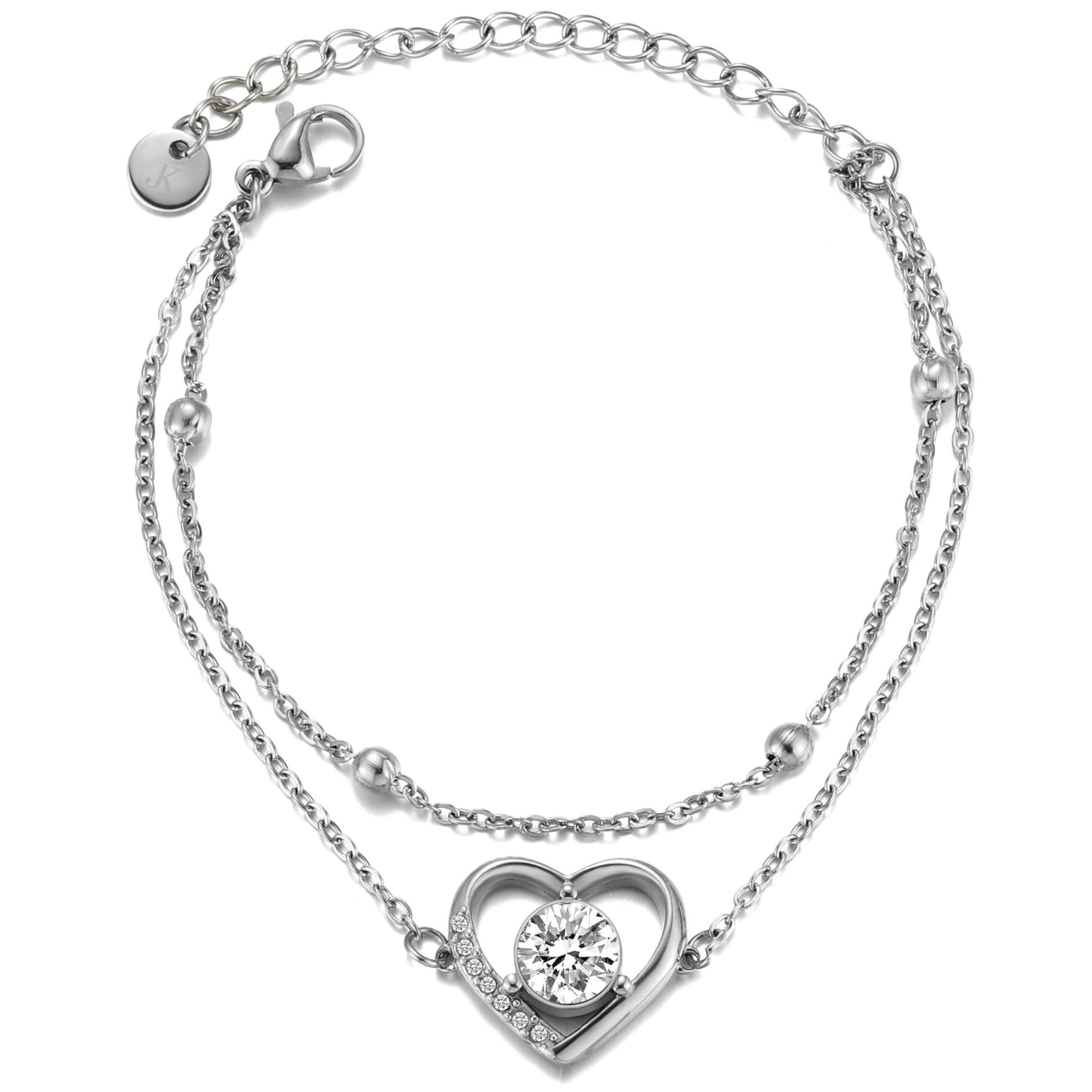 Kim Johanson Armband Herz (1-tlg), aus Edelstahl, mit Kugeln & Herzanhänger günstig online kaufen