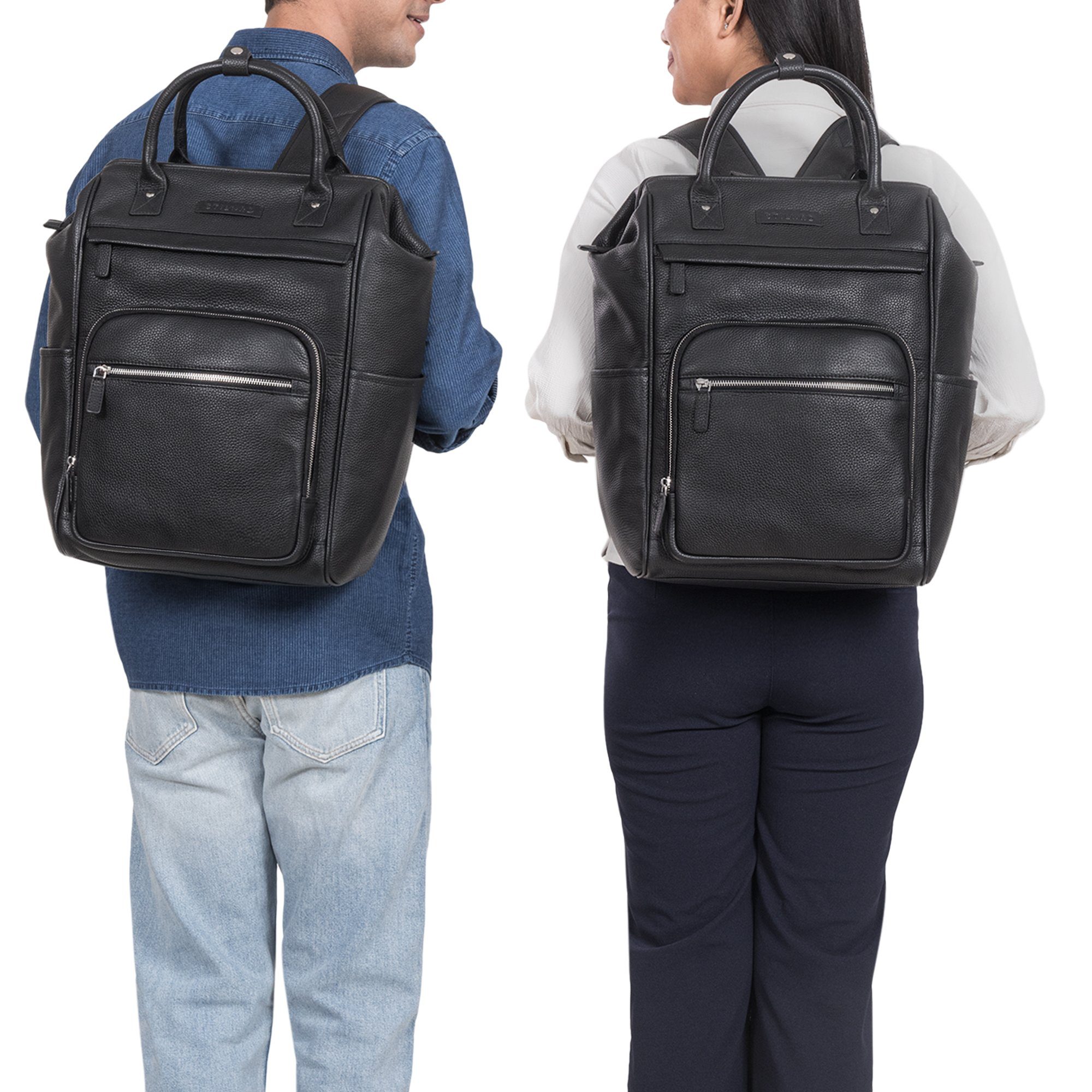 STILORD Notebook-Rucksack "Wendelin" Premium Leder Rucksack mit Laptop-Fach