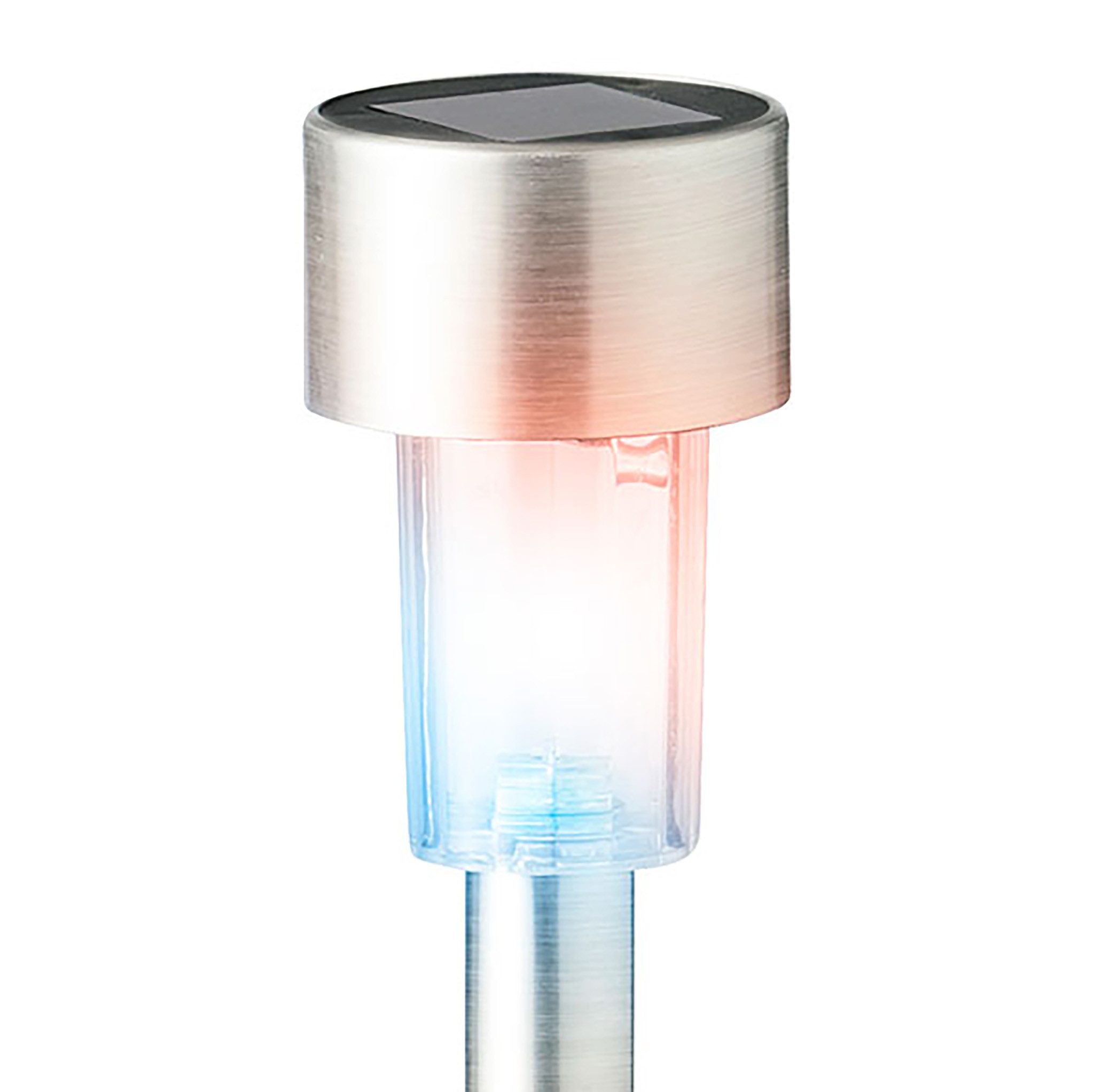 Lumineo LED Solarleuchte, Farbwechsel, warmweiß, LED Solar Außenleuchte 24cm Edelstahl mit Farbwechsel