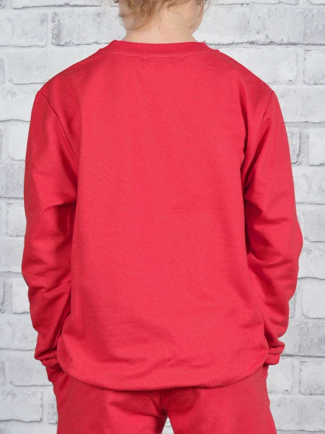 Farben elastischem KMISSO Rot (1-tlg) Mädchen tollen Sweatshirt Sweatshirt Bund mit in