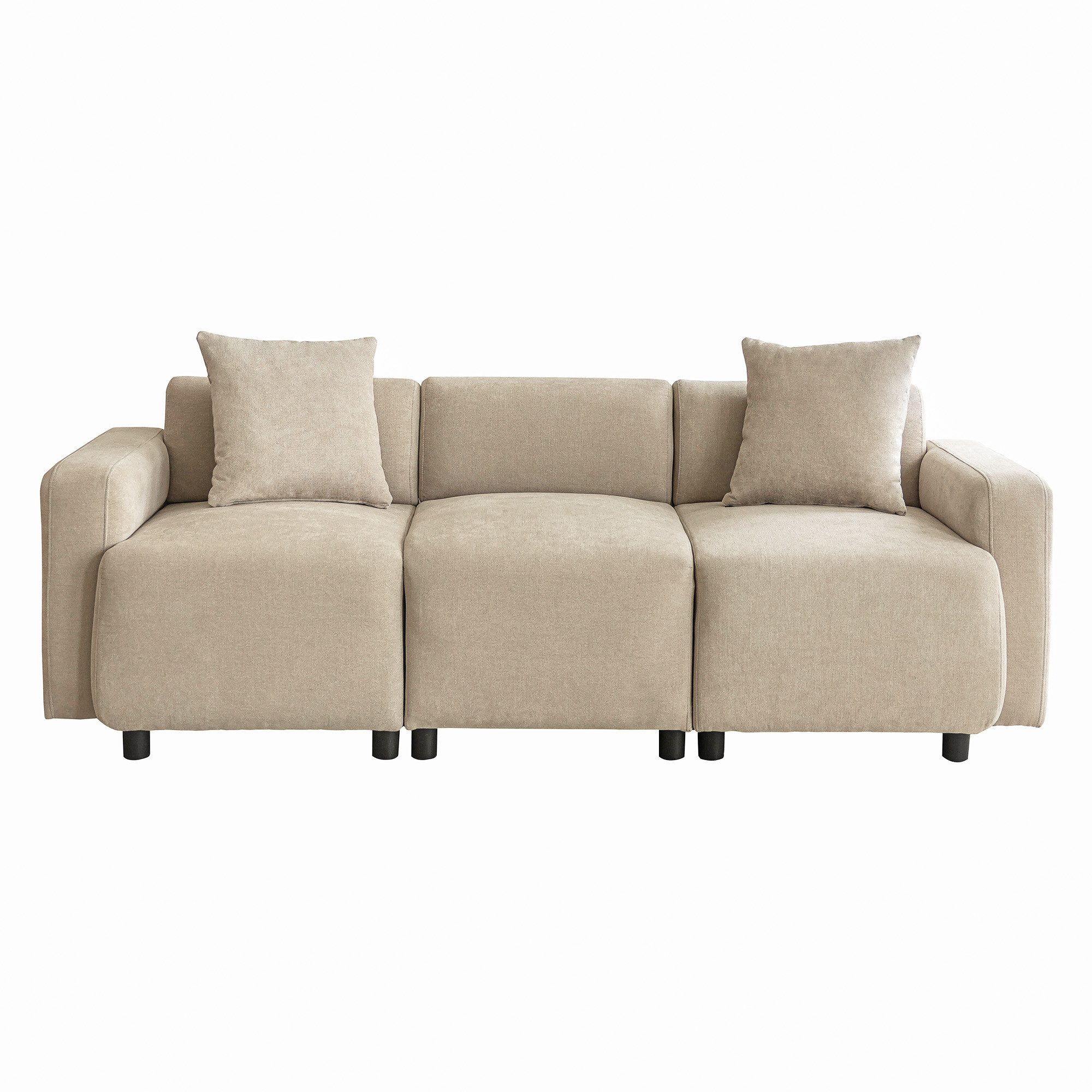 HAUSS SPOLE Ecksofa 3-Sitzer-Schlafsofa Polstersofa mit 2 Kissen, hohe Dich günstig online kaufen