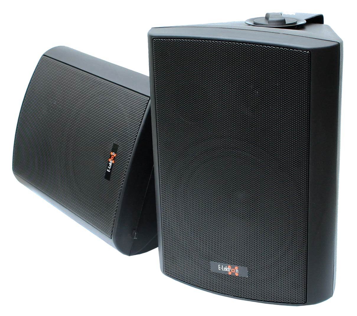 E-Lektron EWL5P Stereo Außenlautsprecher (40 inkl. Bass-Lautsprecher, W, Wetterfest) schwarz Wandhalterungen, Passiv, 5"
