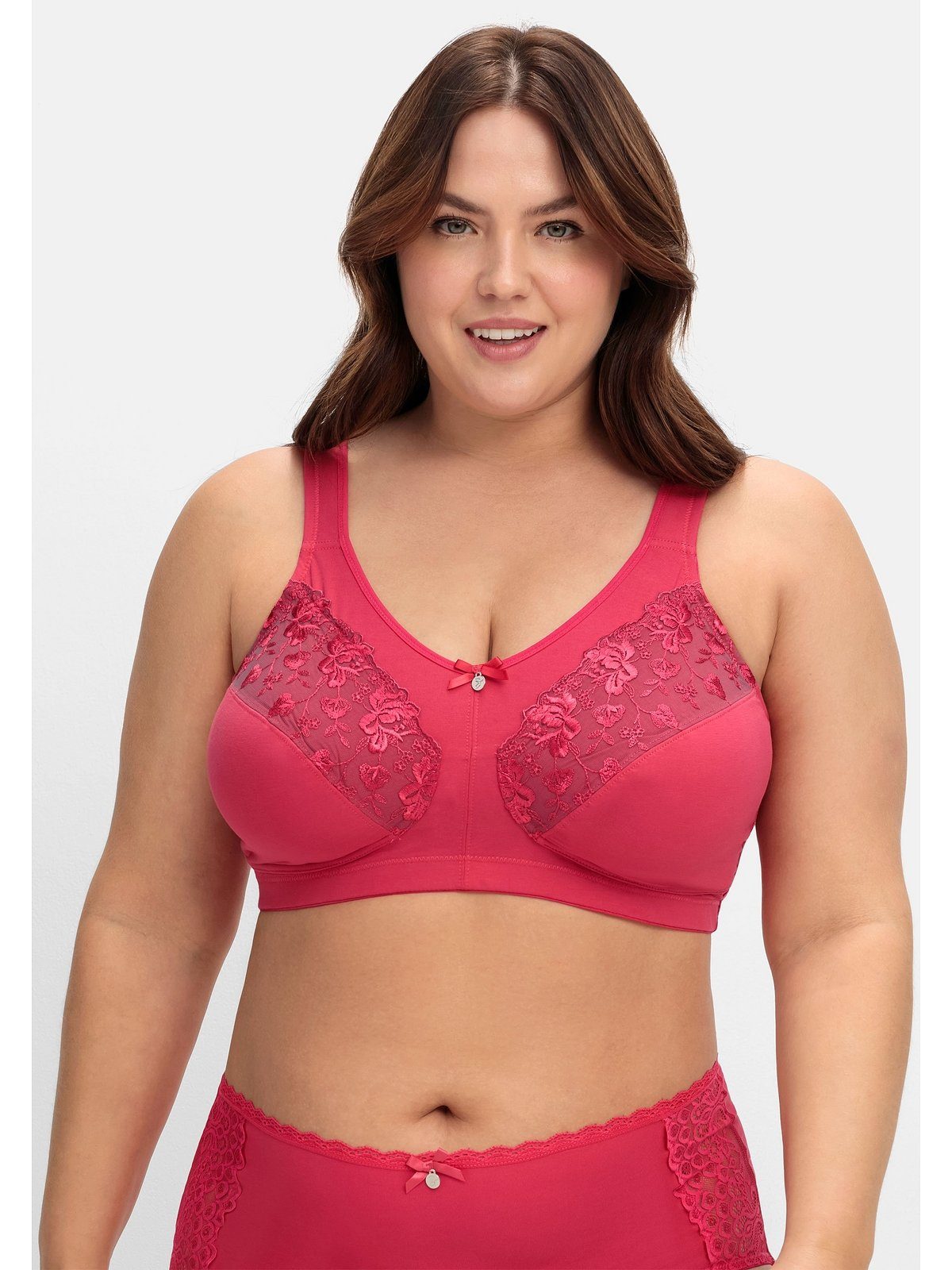 Sheego Entlastungs-BH Große Größen im Doppelpack, 1x mit Stickerei, 1x uni