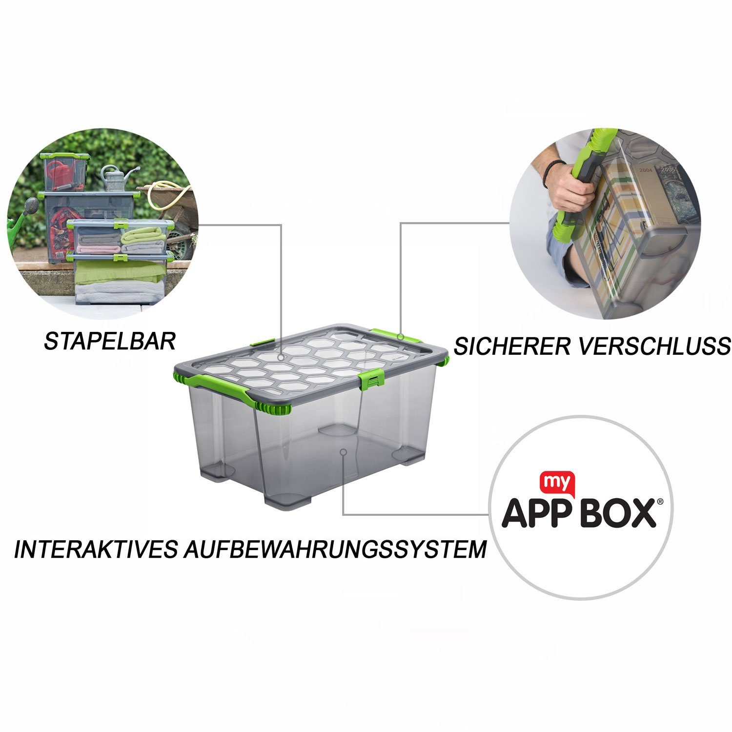 ROTHO Aufbewahrungsbox Evo Total Protection stapelbare 44l Aufbewahrungskiste mit Deckel – Bild 3 von 5