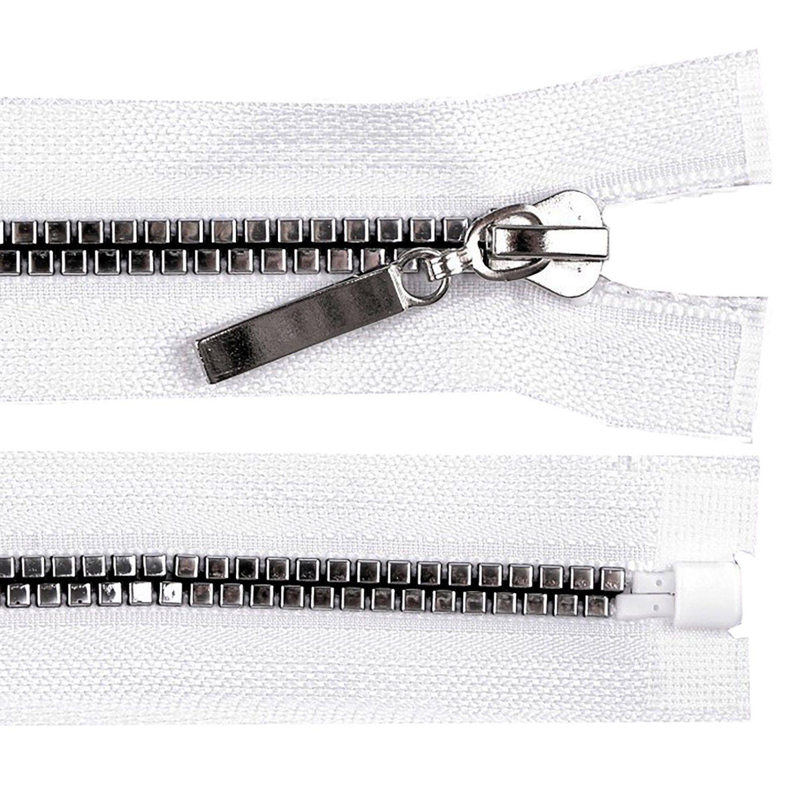 maDDma Reißverschluss 1 Profil-Reißverschluss 5mm Nonlock teilbar Würfel-Design, weiß silber50cm