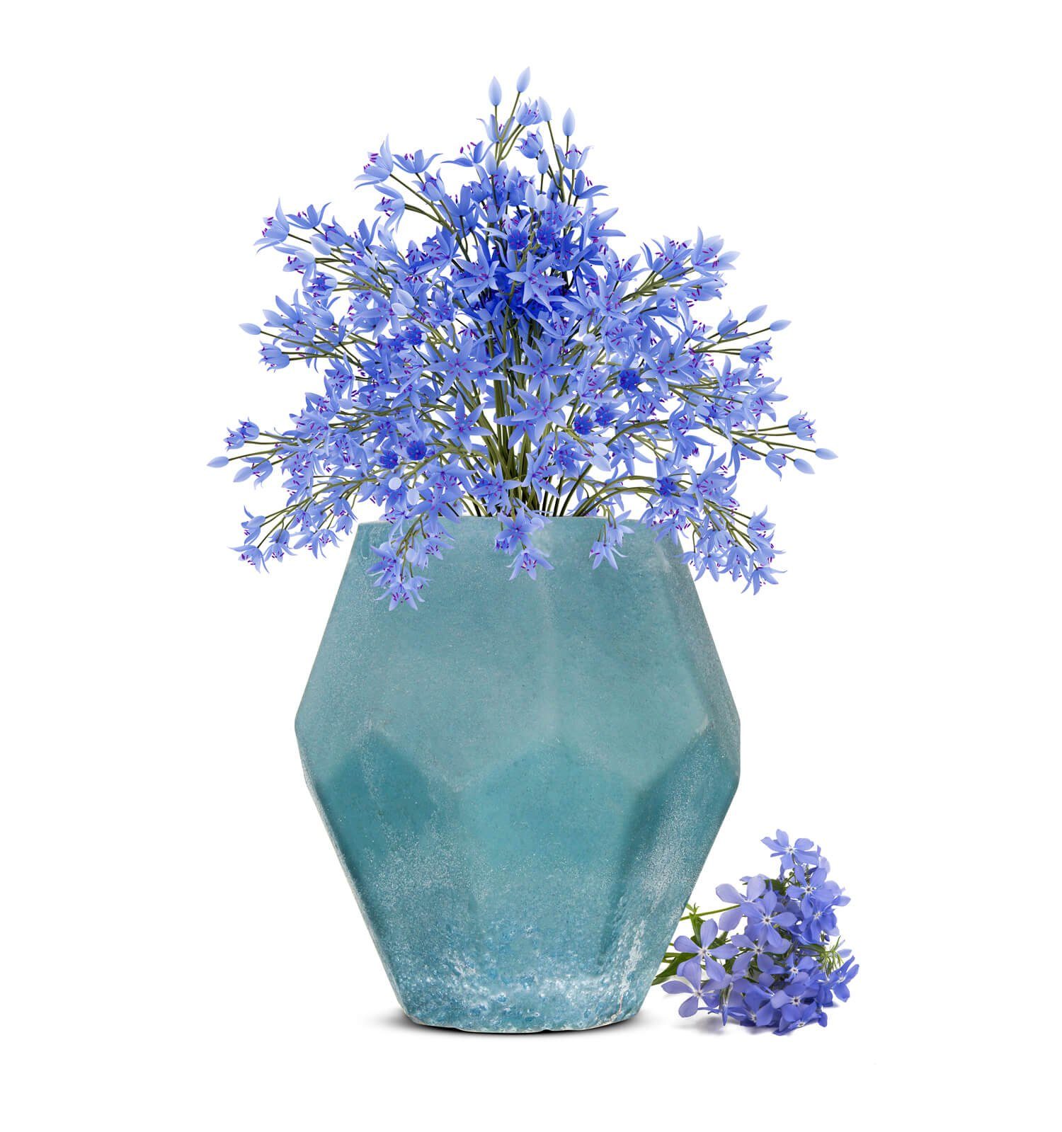 Sendez Dekovase Blumenvase Heidi Vase Blumentopf Pflanztopf Blau Tischvase Glasvase Dekovase