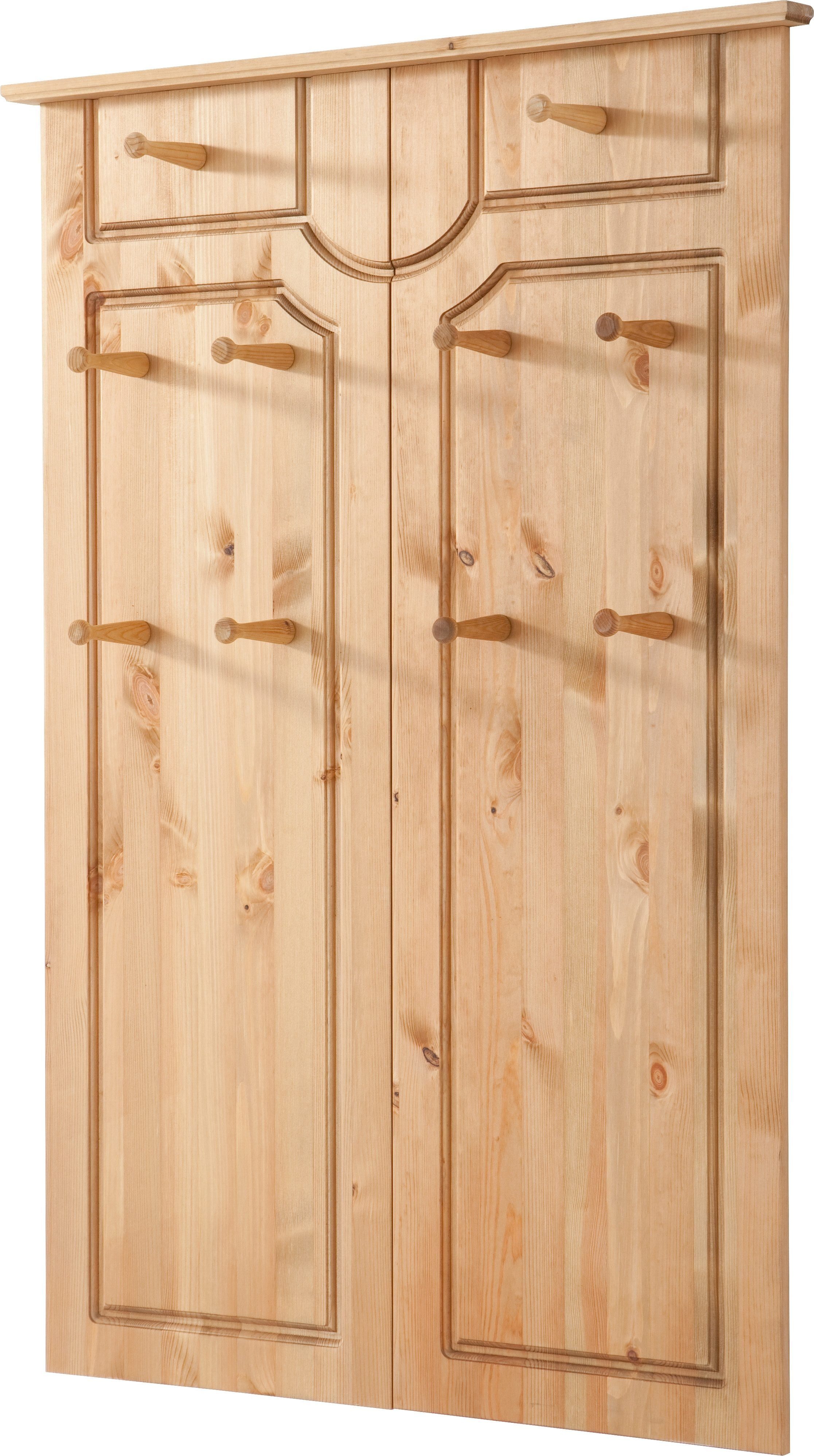 OTTO home Garderobenpaneel Klera, mit dekorativen Fräsungen, Kiefer, Landhausstil (Made in Europe), Mit 10 Kleiderhaken, aus massiver Kiefer – Bild 2 von 5