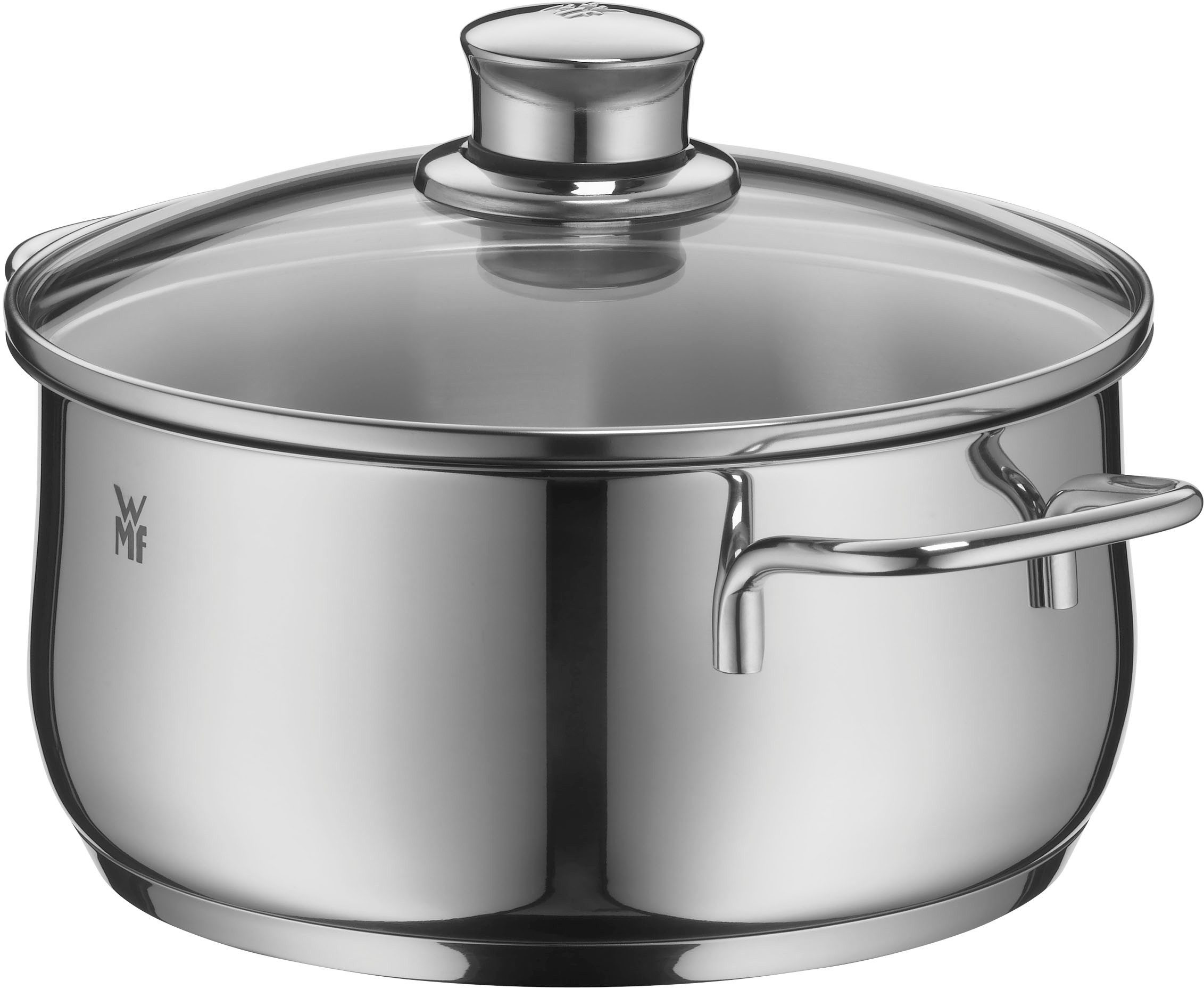 WMF Bratentopf Diadem Plus, Cromargan® Edelstahl Rostfrei 18/10 (2-tlg), breiter Schüttrand, außergewöhnliches Design, spülmaschinengeeignet
