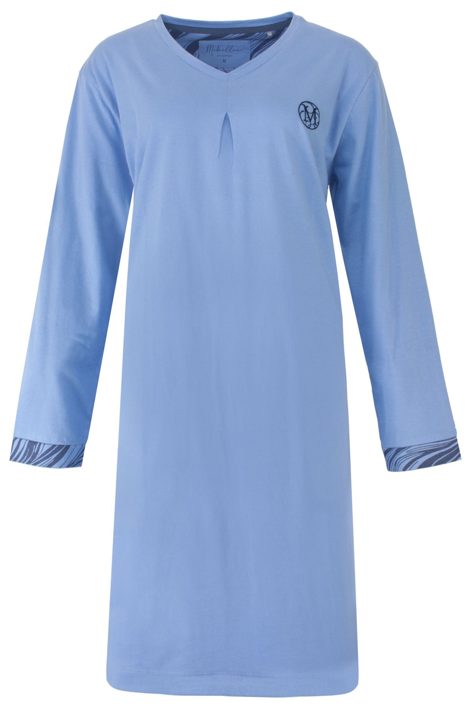 Medaillon Nachthemd Damen Schlafshirt mit langem Arm (1-tlg) Baumwolle