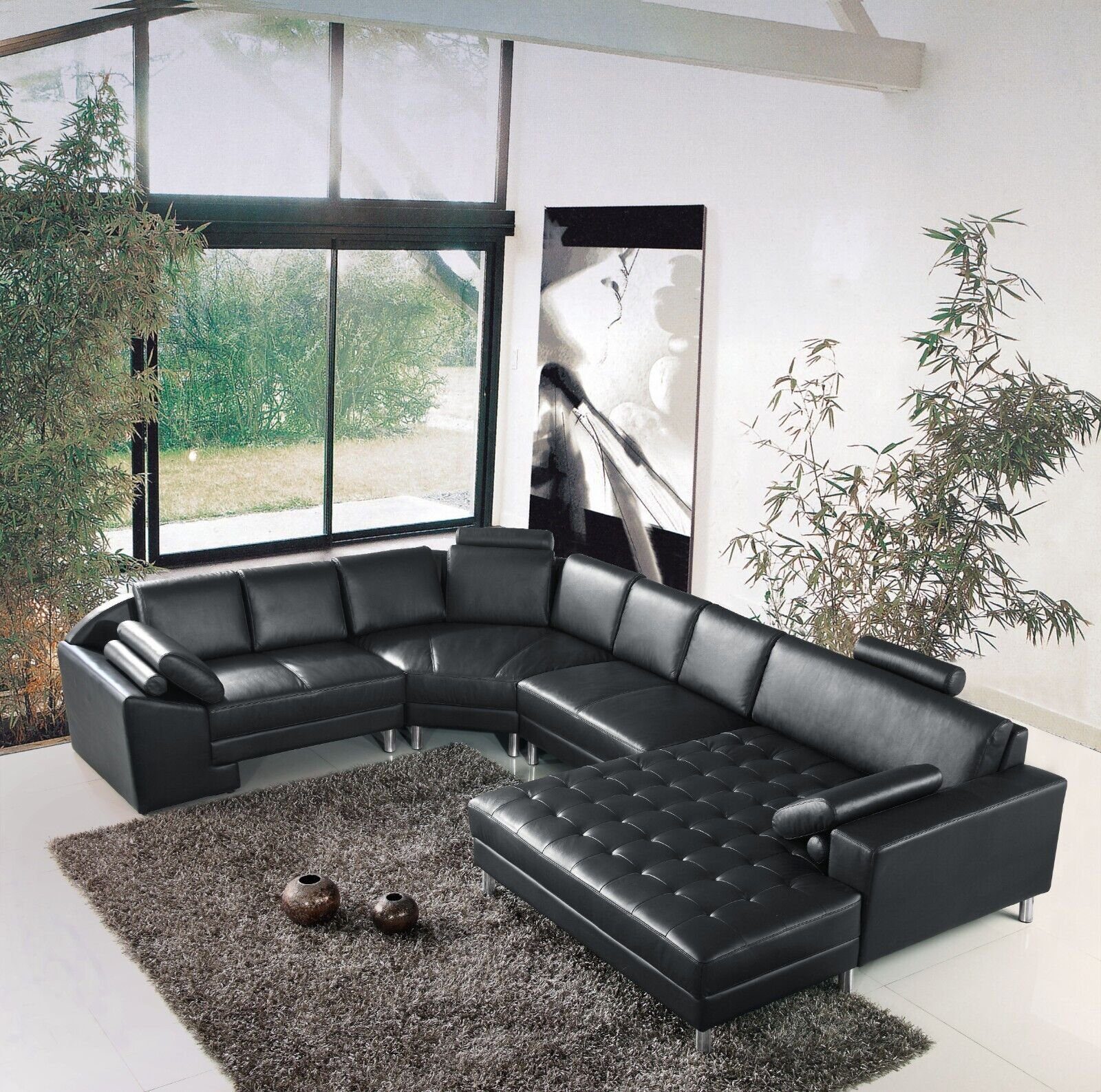 Luxus Wohnzimmer SOFORT, Ecksofa in Sofa Ecksofa Schwarz 1 Modern Europa Made JVmoebel U-Form Stil Teile,