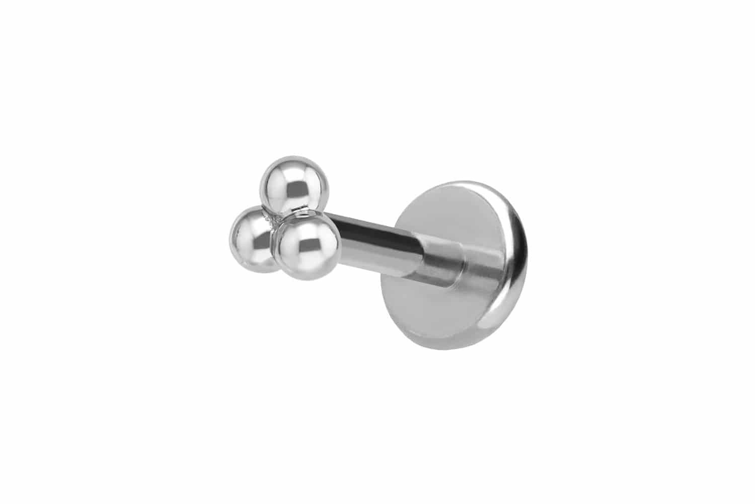 PIERCINGLINE Piercing-Set Titan Labret mit Innengewinde + 925er Silber Aufsatz 3 KUGELN (Labrets, 1-tlg)