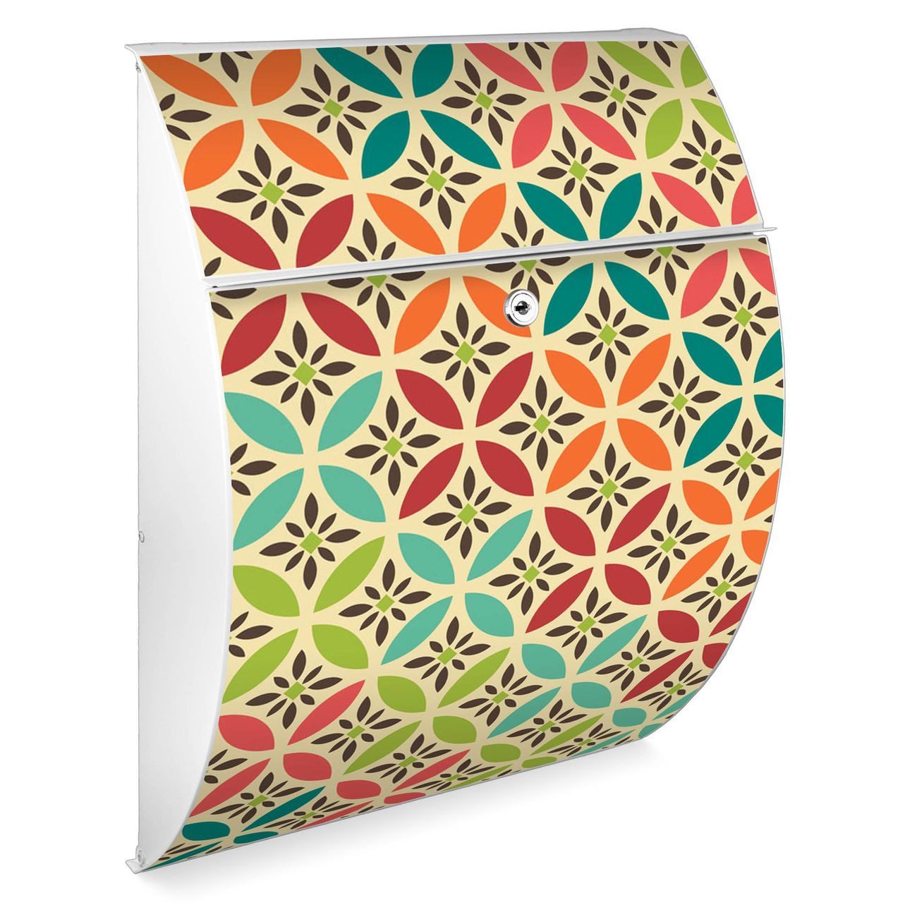 banjado Wandbriefkasten Burg-Wächter Riviera weiß mit Motiv Diamant Muster (Wandbriefkasten witterungsbeständig, pulverbeschichtet), 33,5 x 46 x 13 cm