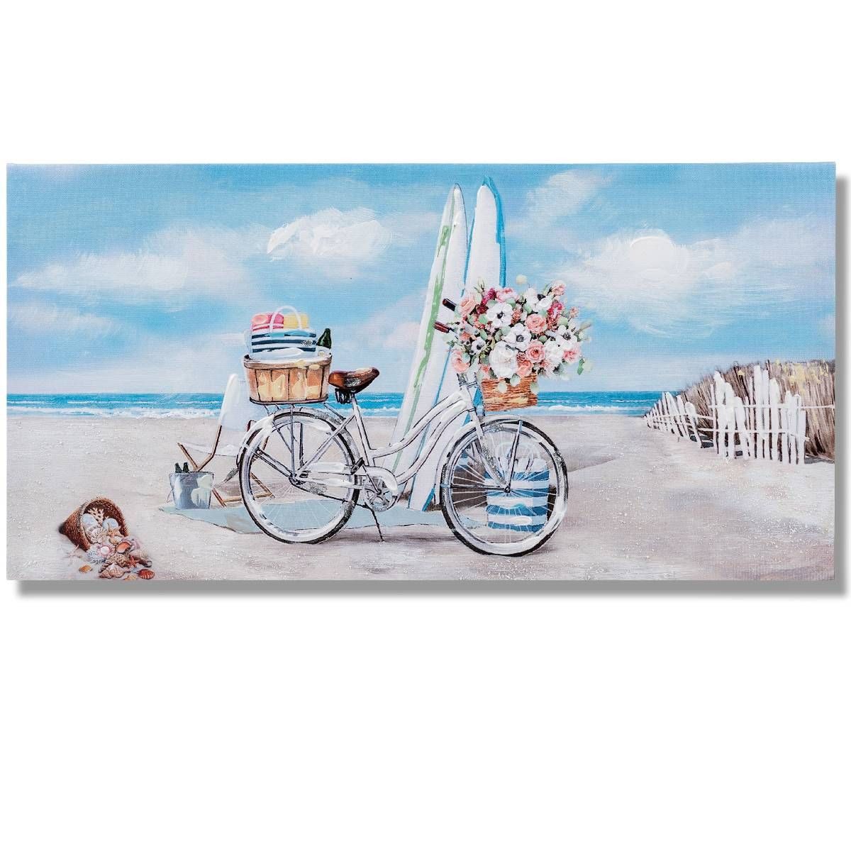 formano Wandbild „Fahrräder am Strand“ auf Leinwand 30x60cm, 1 Fahrrad