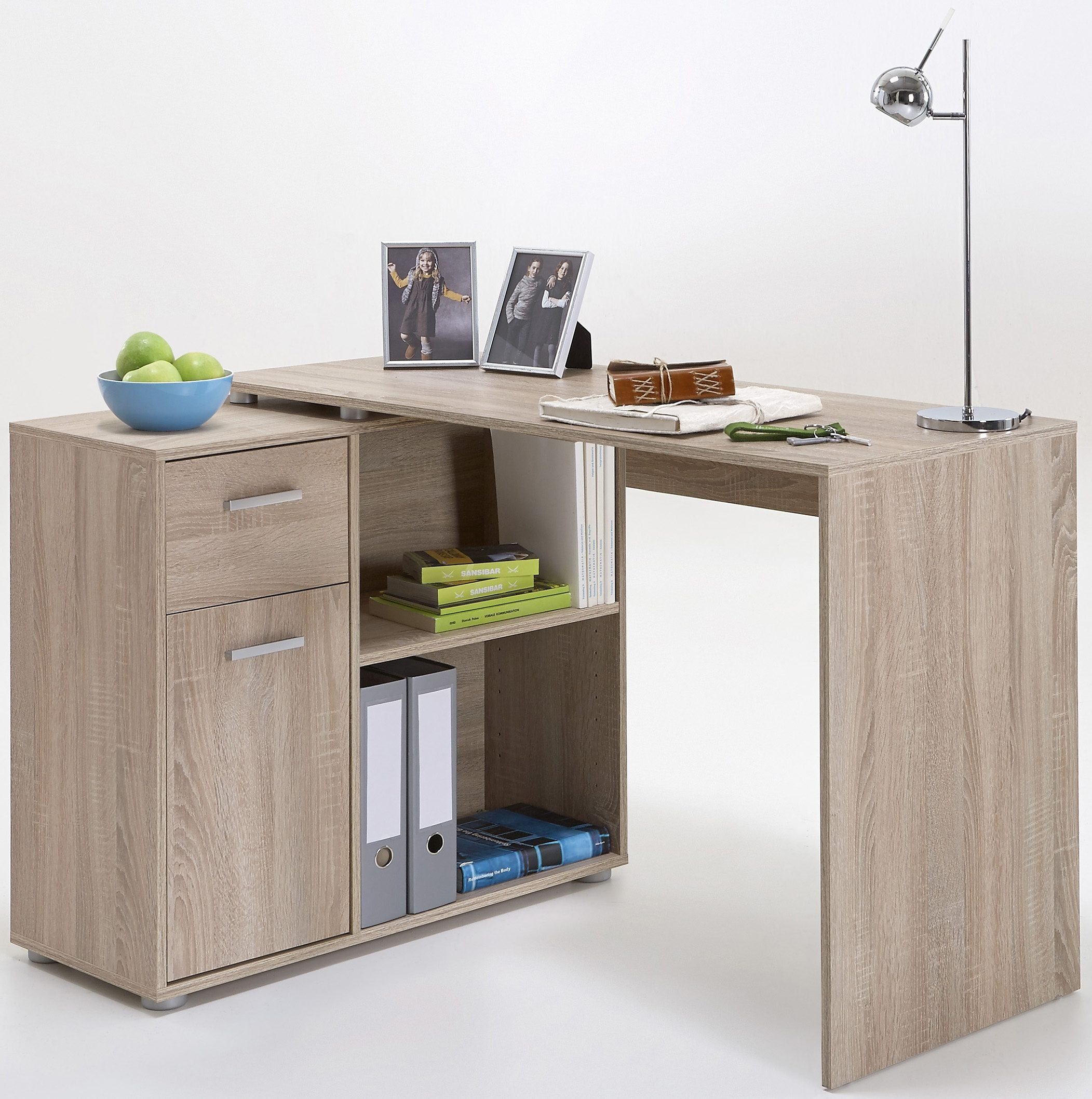 FMD Eckschreibtisch AUGSBURG, Schreibtisch/ Sideboard m. Stauraum, beids. m günstig online kaufen