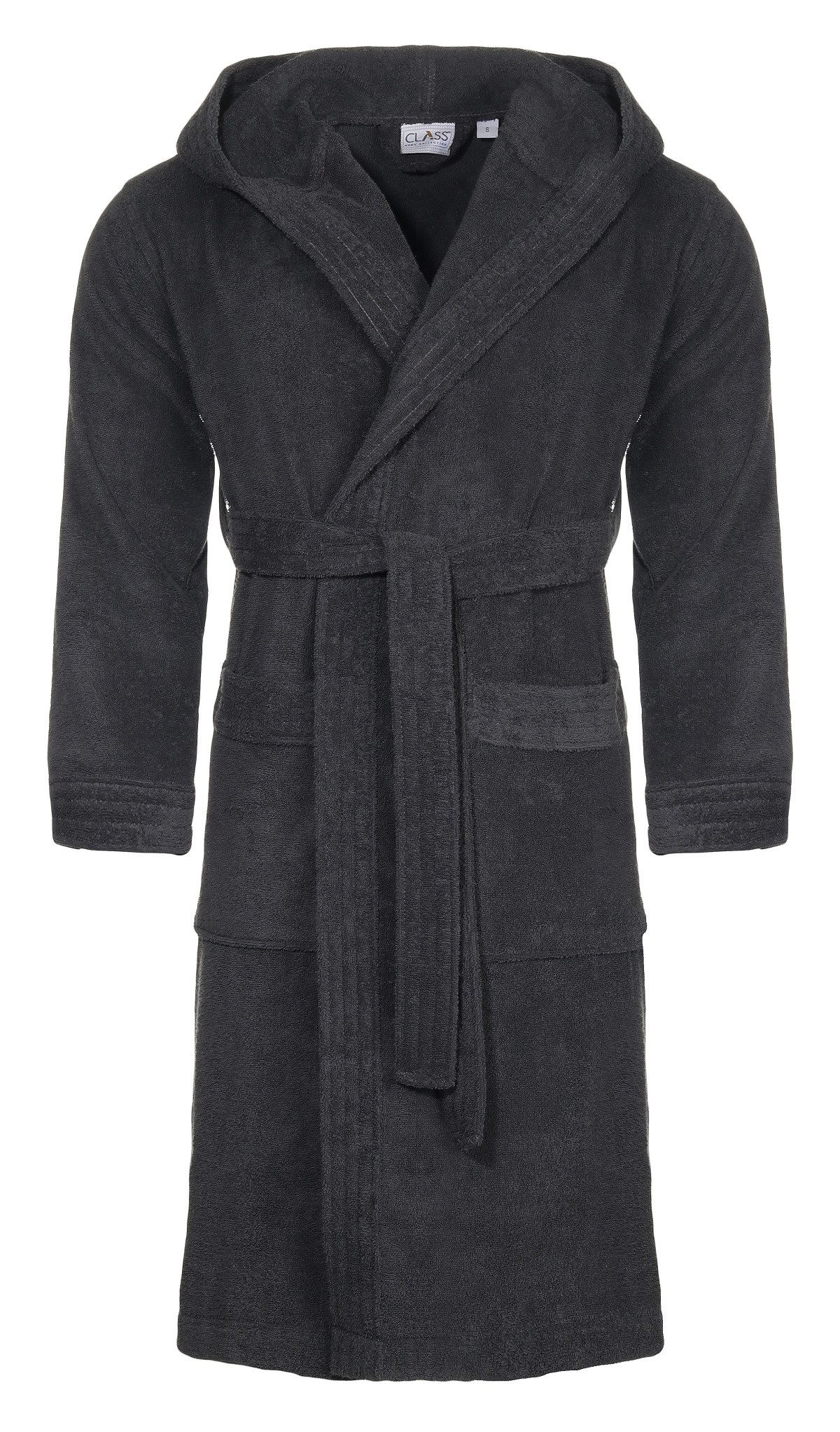 CLASS HOME COLLECTION Unisex-Bademantel mit Kapuze – Baumwoll-Frottee Morgenmantel für Damen & Herren, klassisch, 100% Baumwolle, Kapuze, Binde Gürtel, Mit Kapuze, zwei aufgesetzten Taschen und Bindegürtel
