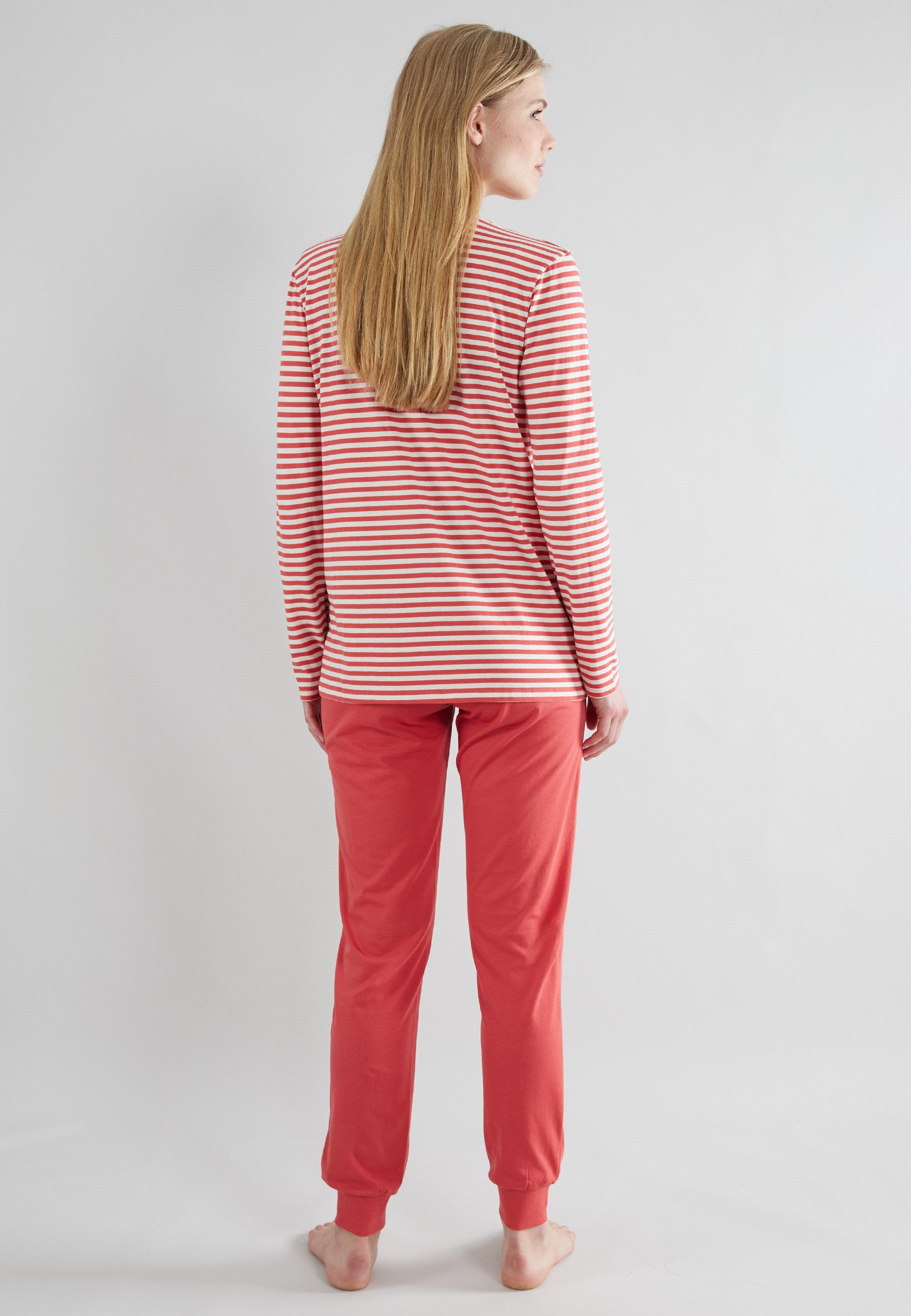 GÖTZBURG Pyjama GÖTZBURG Damen Pyjama rot quergestreift (1 tlg)