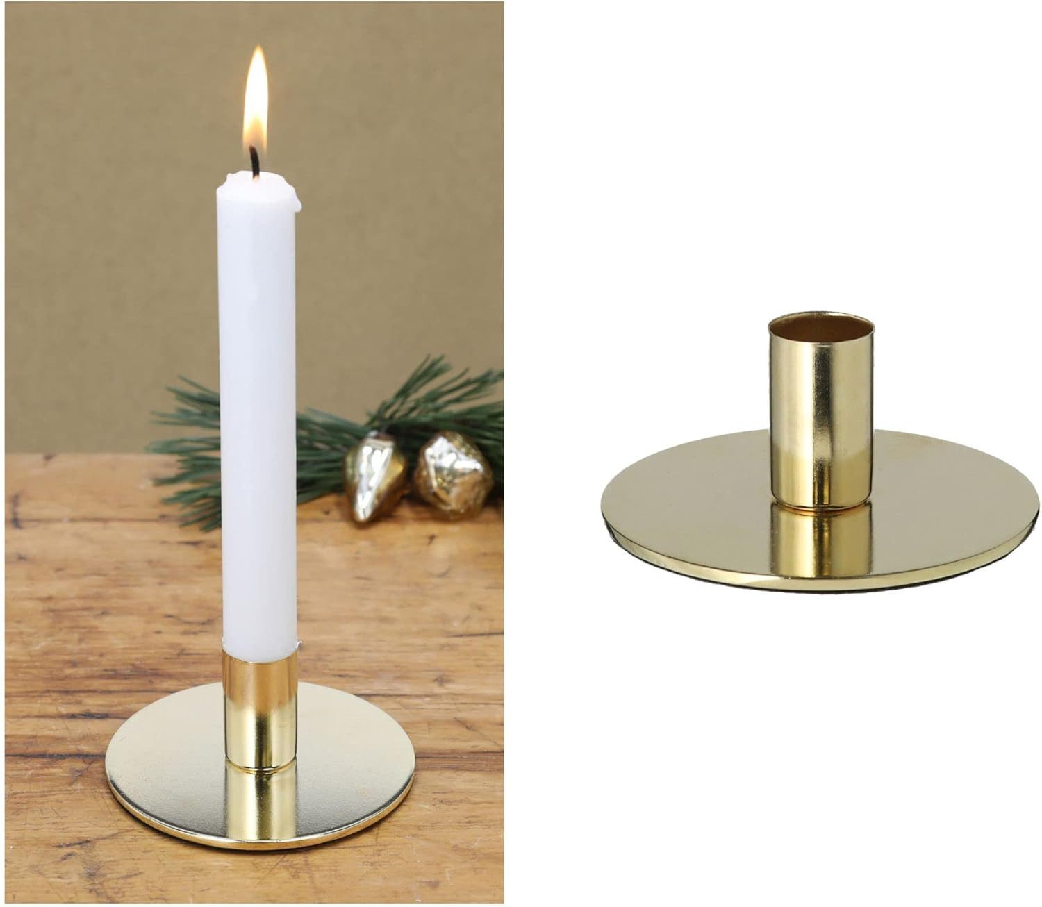 Novaliv Kerzenständer 20426-1x (1 St), Stabkerzenhalter Metall Kerzenständer Gold 10x5cm Tischdekoration Weih