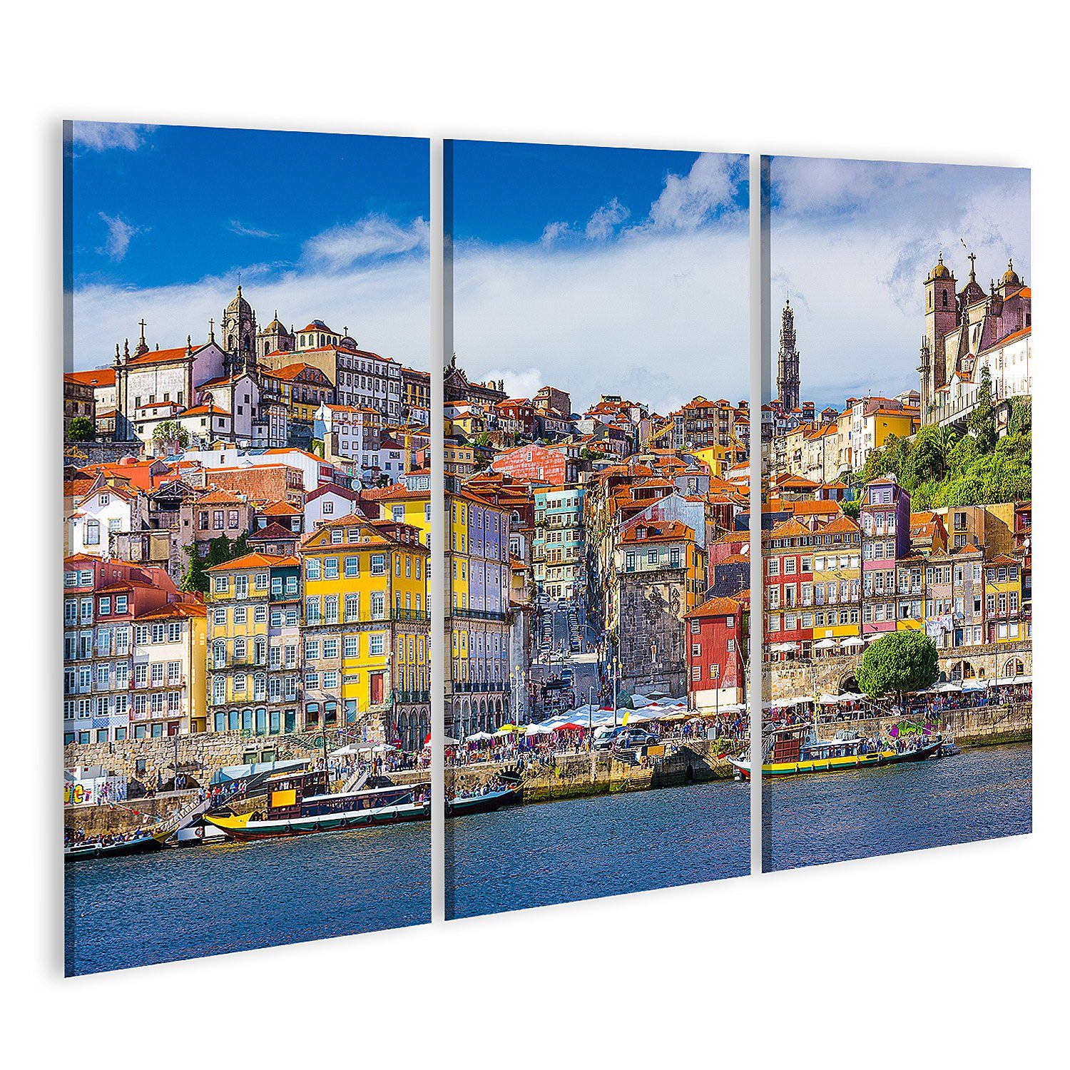 Leinwandbild Bild auf Leinwand Skyline der Altstadt von der anderen Seite des Fluss
