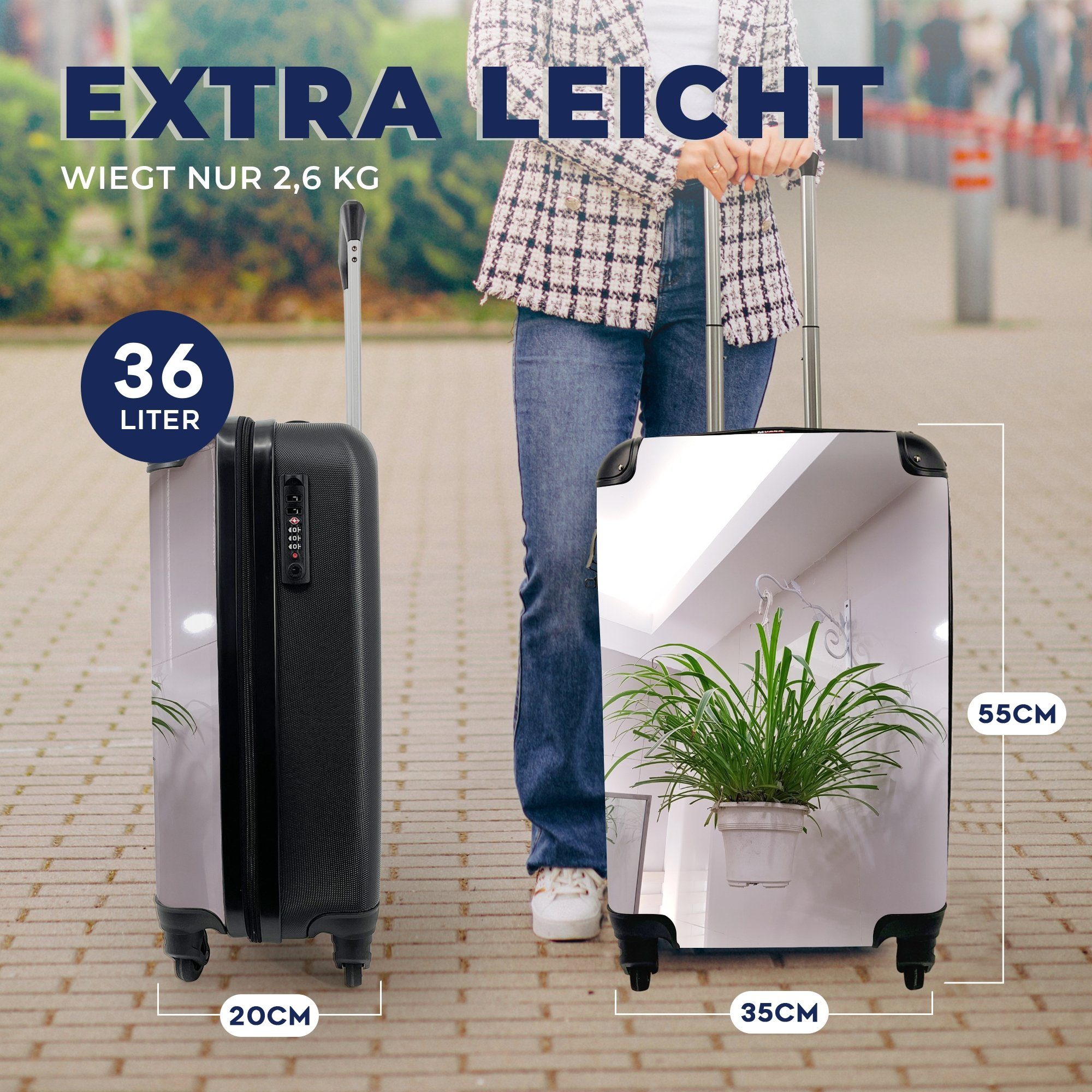 Reisetasche Trolley, im mit 4 für Handgepäckkoffer Reisekoffer rollen, MuchoWow Haus, Ferien, Rollen, Hängepflanze Handgepäck