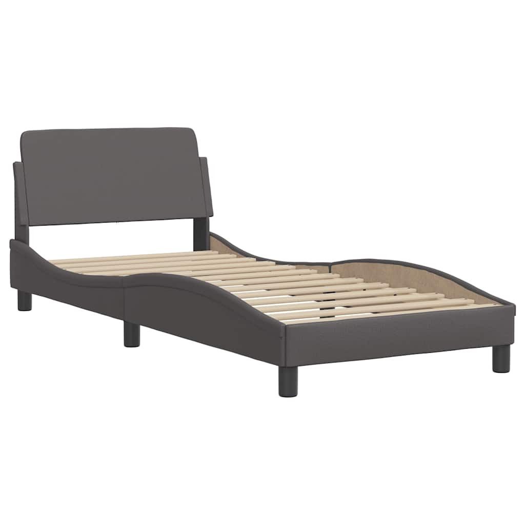 vidaXL Bett Bettgestell "Dover" Grau 90x200 cm Kunstleder