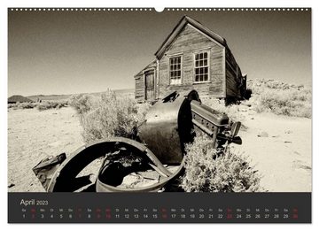 CALVENDO Wandkalender Geisterstadt Bodie - Relikt aus dem Goldrausch (schwarz-weiß) (Premium, hochwertiger DIN A2 Wandkalender 2023, Kunstdruck in Hochglanz)