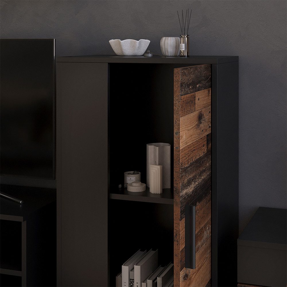 Vicco Kommode Berno, Schwarz/Oldstyle, 50.1 x 87.3 cm mit 2 Fächern