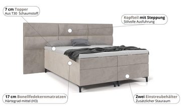 Best for Home Boxspringbett Sapri mit Bettkasten und 2x Nachtisch