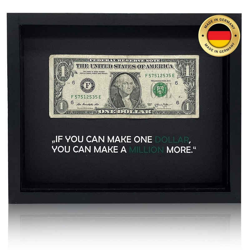 Easy line® Wanddekoobjekt 3D Dollar Bilderrahmen Büro und Schreibtisch Deko, mit echtem Dollar