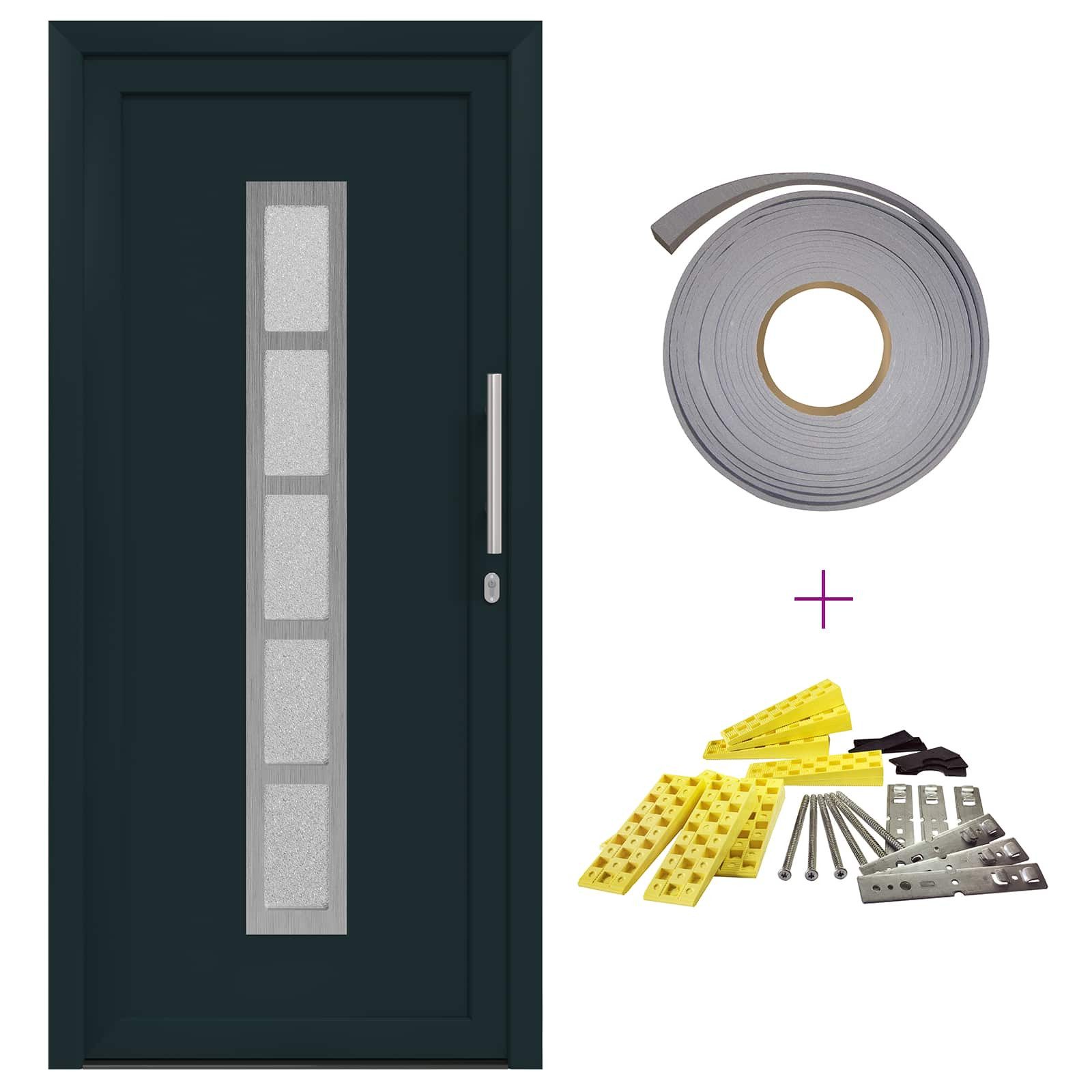 vidaXL Haustür Vordertür Anthrazit 108 x 208 cm PVC (1-St)