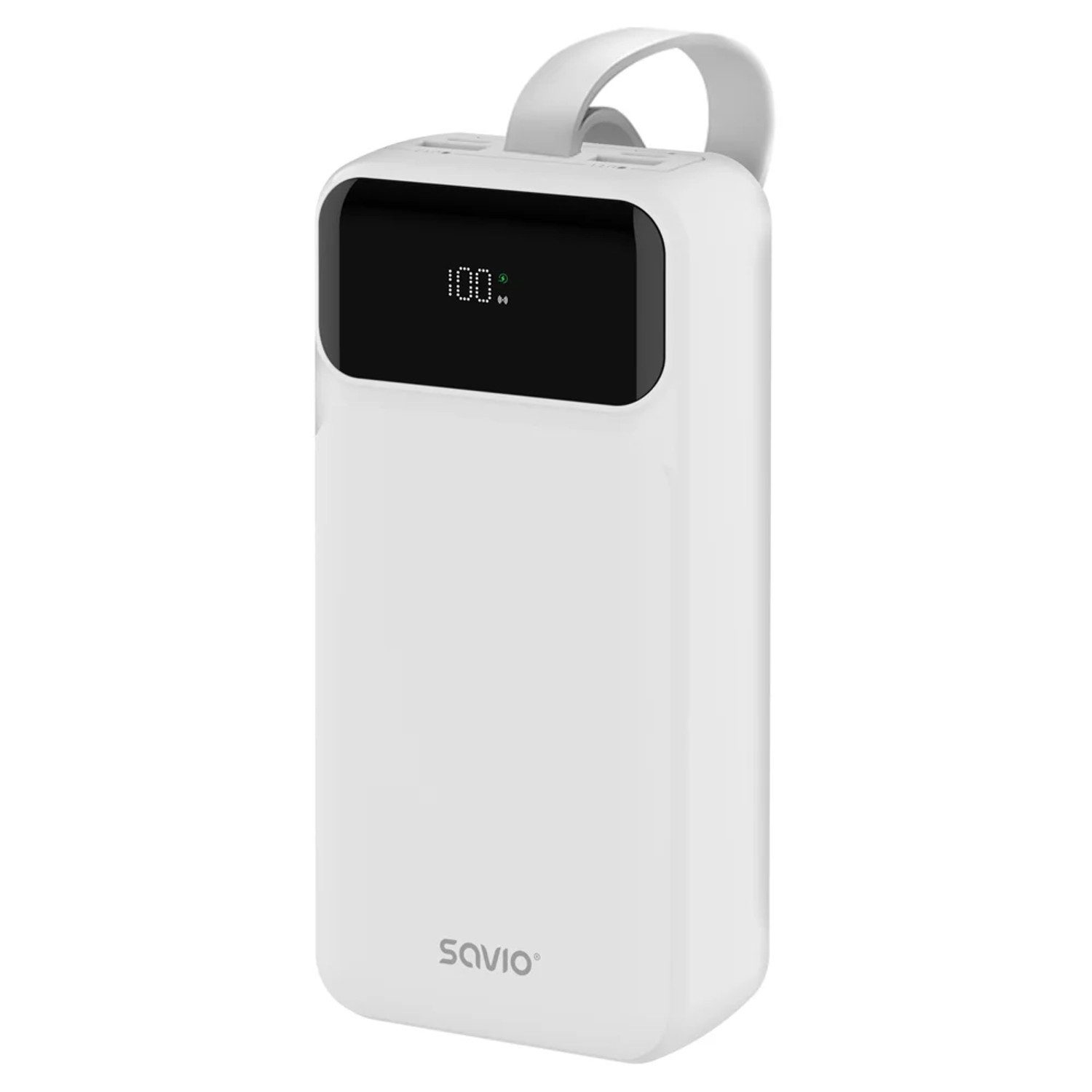 Savio SAVBA-11 30000 mAh QC PD weiß USB-C Bildschirm Powerbank 30000 mAh