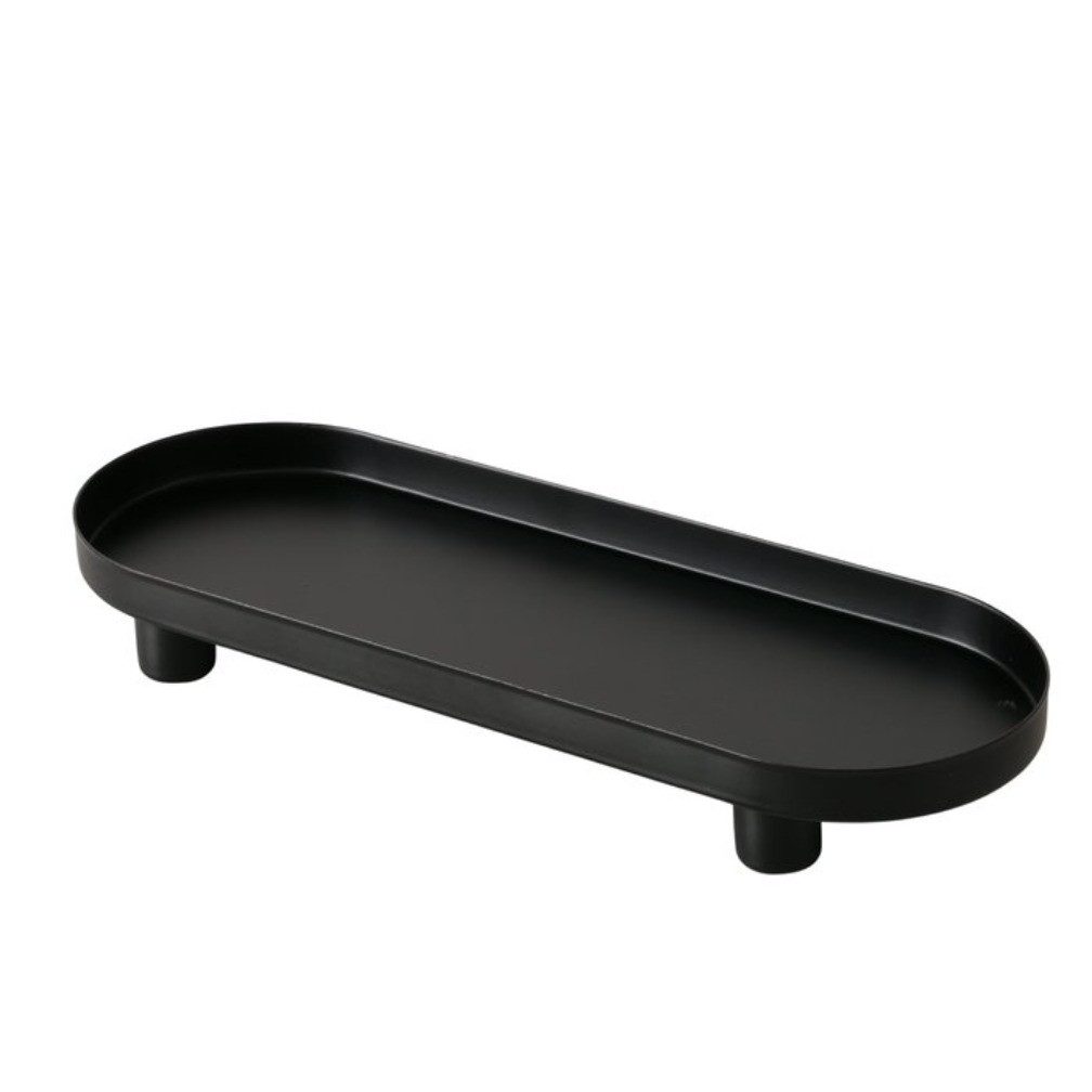 BOLTZE Tablett Oval L28cm schmal aus Metall Schwarz & Beige