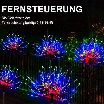 LETGOSPT LED Solarleuchte 2/4x Solar Feuerwerk Lichter 120 LEDs Gartenleuchten, IP65 Wasserdicht, LED fest integriert, bunt, Solarlampen für Außen Garten Terrasse Balkon Rasen Hinterhöfe Weg Deko