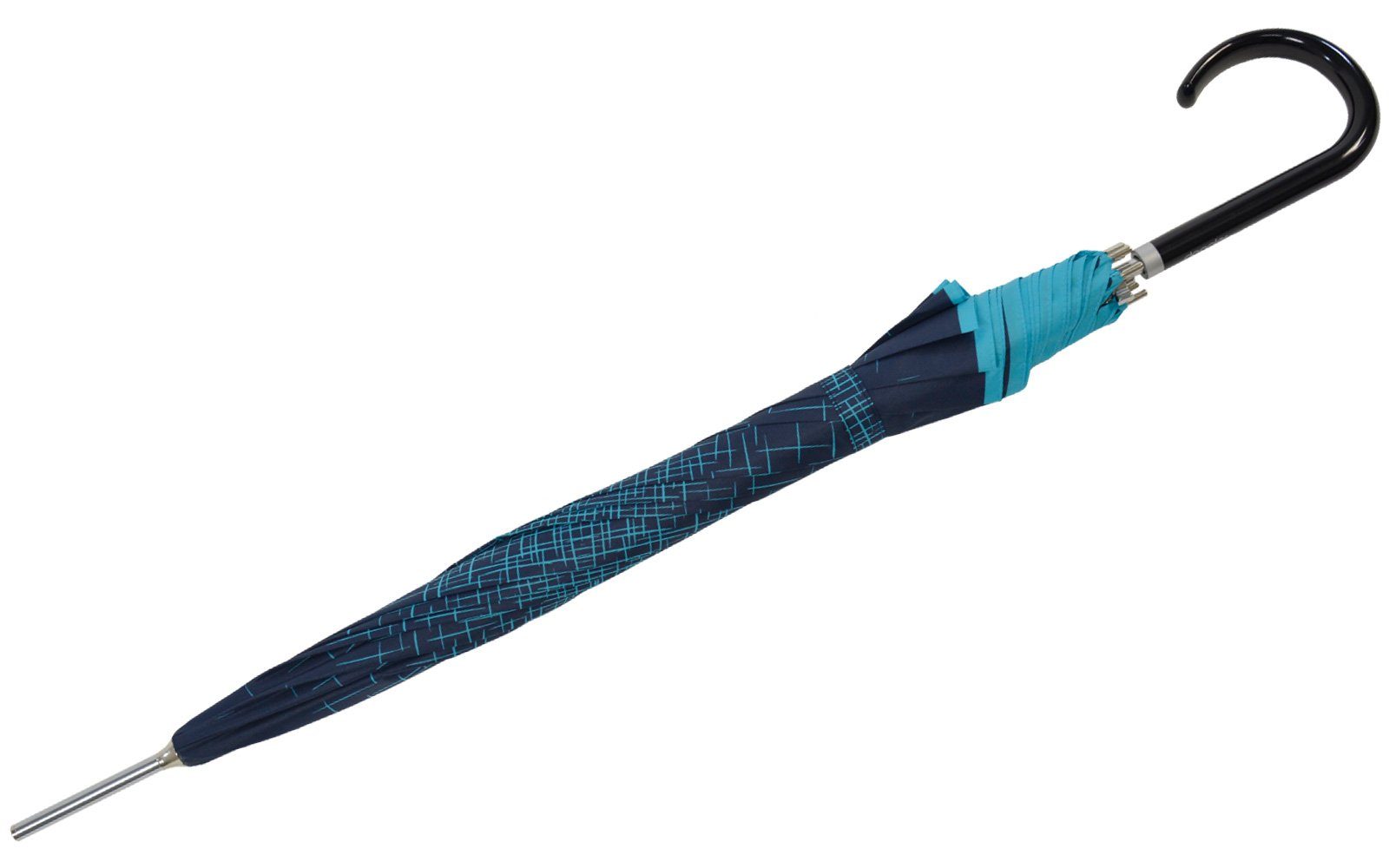 den extravagant besondere bedruckter Langregenschirm navy-blau der großen für Schirm Damenschirm doppler® Auf-Automatik, Auftritt