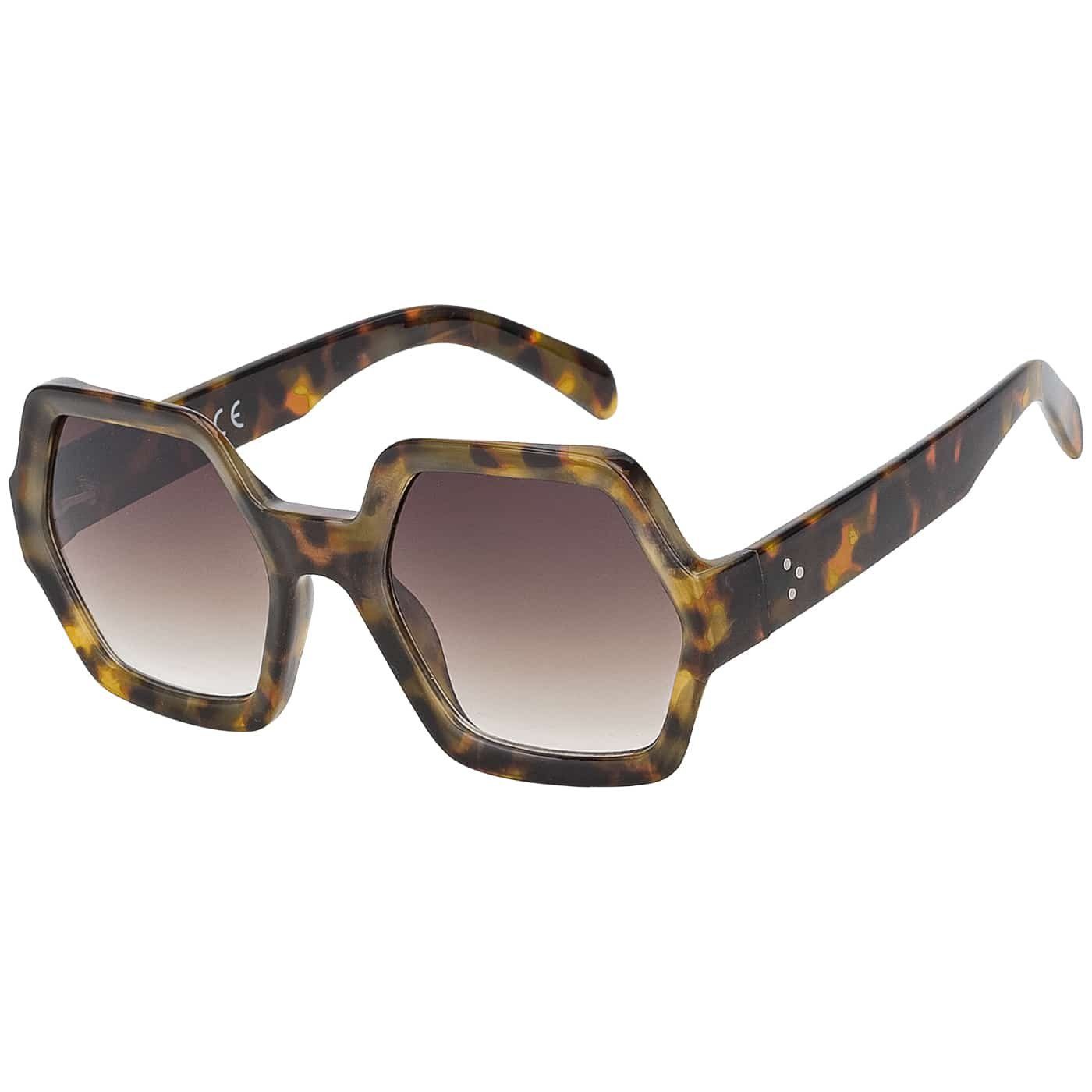 BEZLIT Eyewear Retrosonnenbrille Große Designer und (1-St) Leopard mit Damen Linsen braunen Sonnenbrille violett