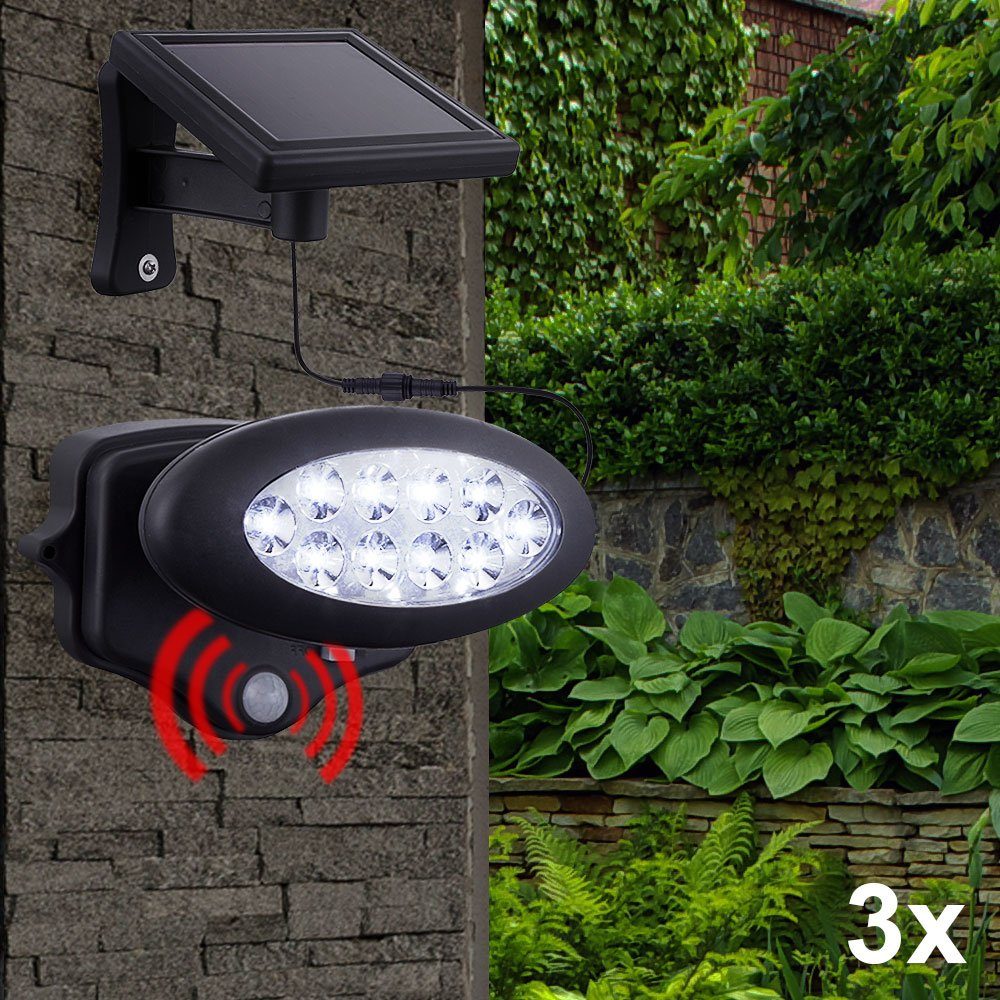 LED Baustrahler, 3er Set LED Solar Lampe Außen Beleuchtung