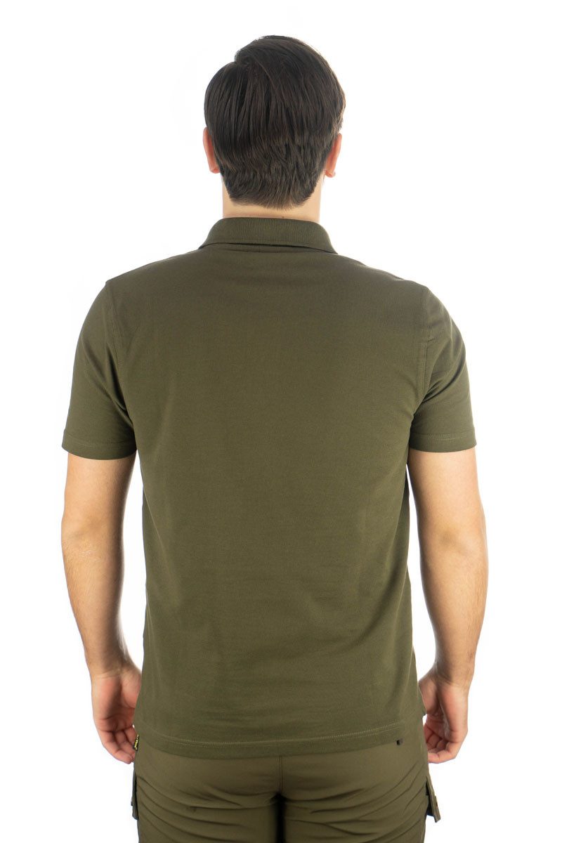 OS Trachten Poloshirt Balun Kurzarm Jagdshirt mit Hirsch-Stickerei auf der Brusttasche