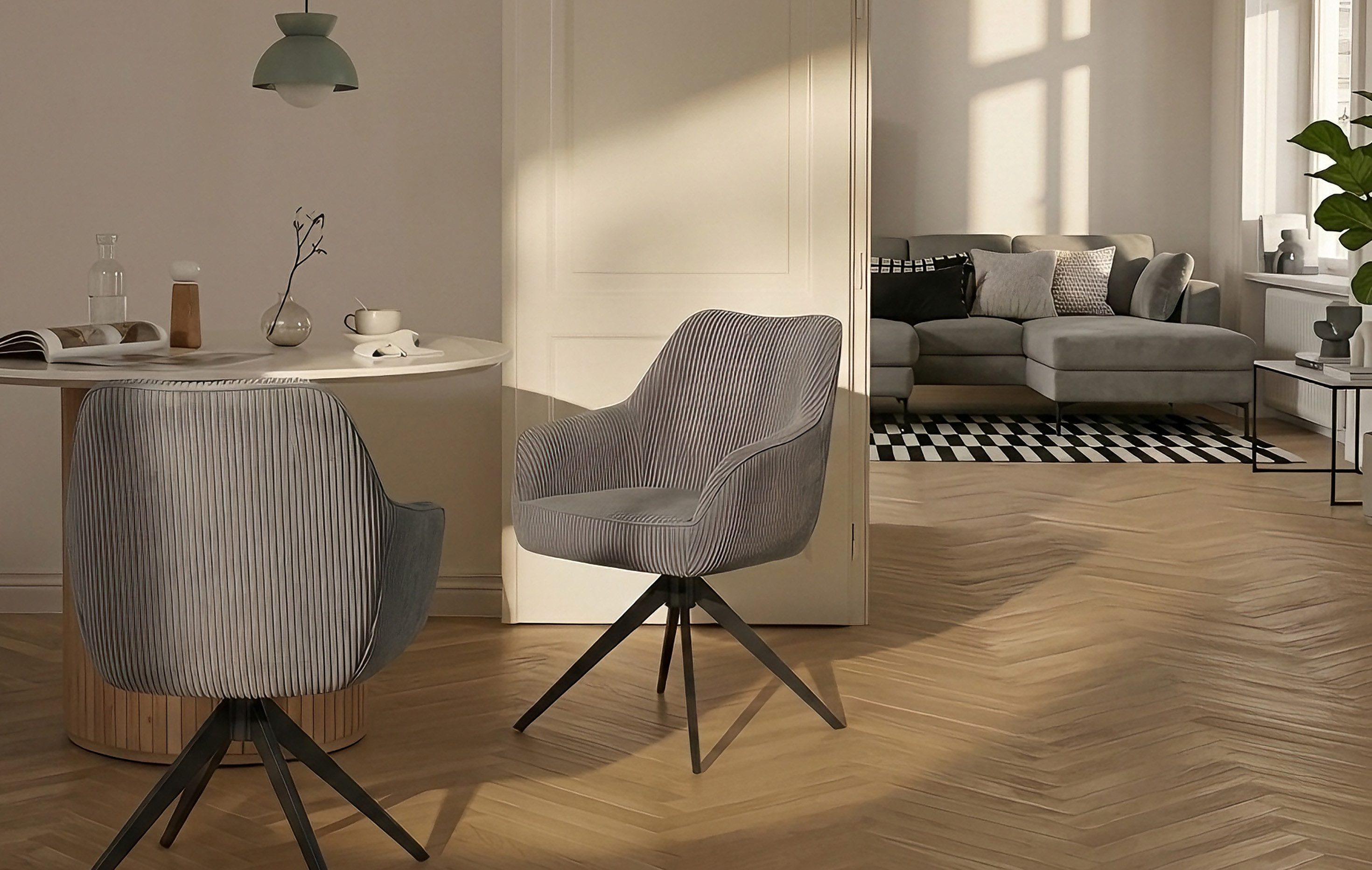 B&D home Polsterstuhl ARVIT (1 St), Federkern, drehbares Metallgestell, mit Armlehnen