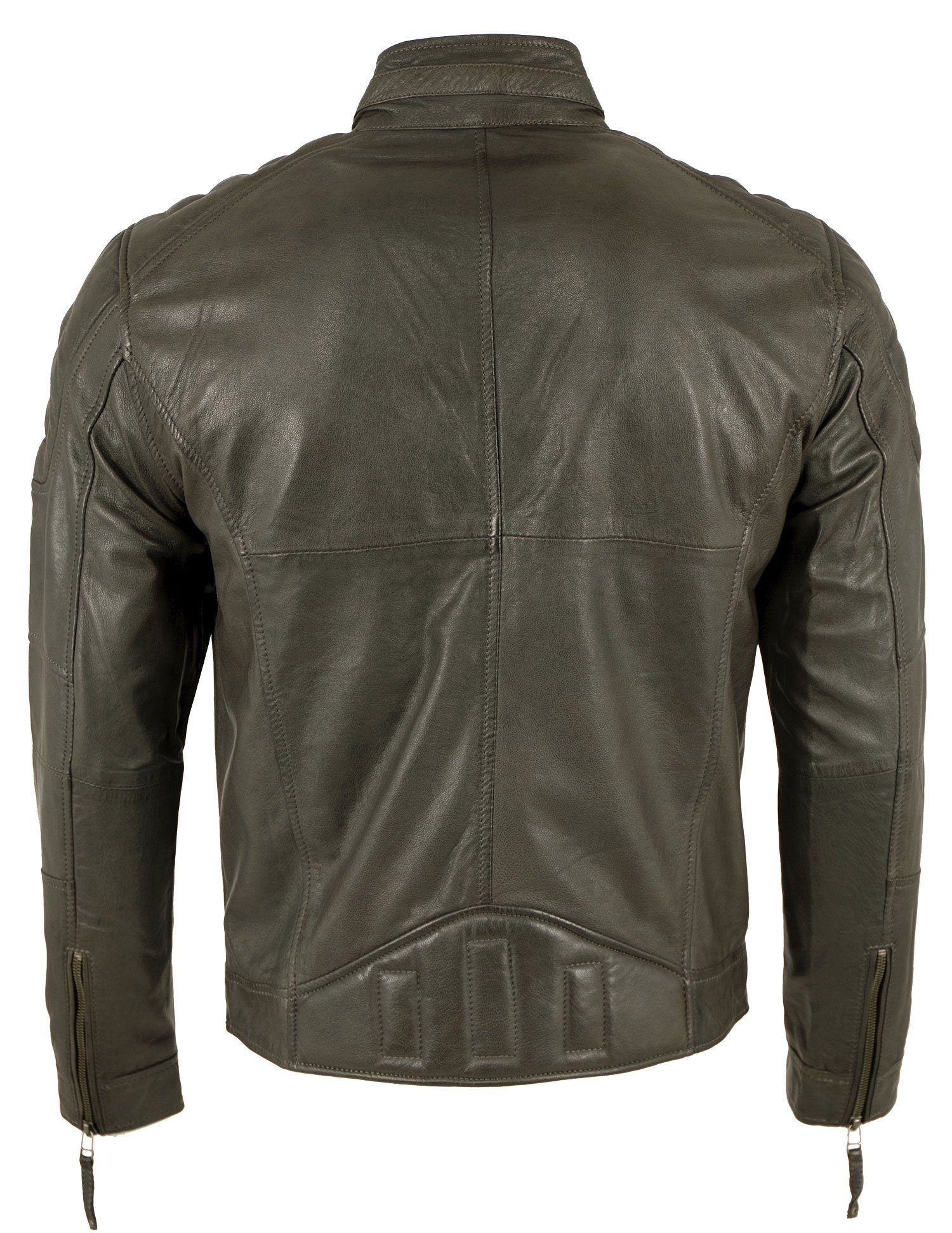 PUNCHBALL Lederjacke PB-501/M 3204-771 Punchball - Herren Lederjacke Bikerjacke Lammnappa dunkelgrau