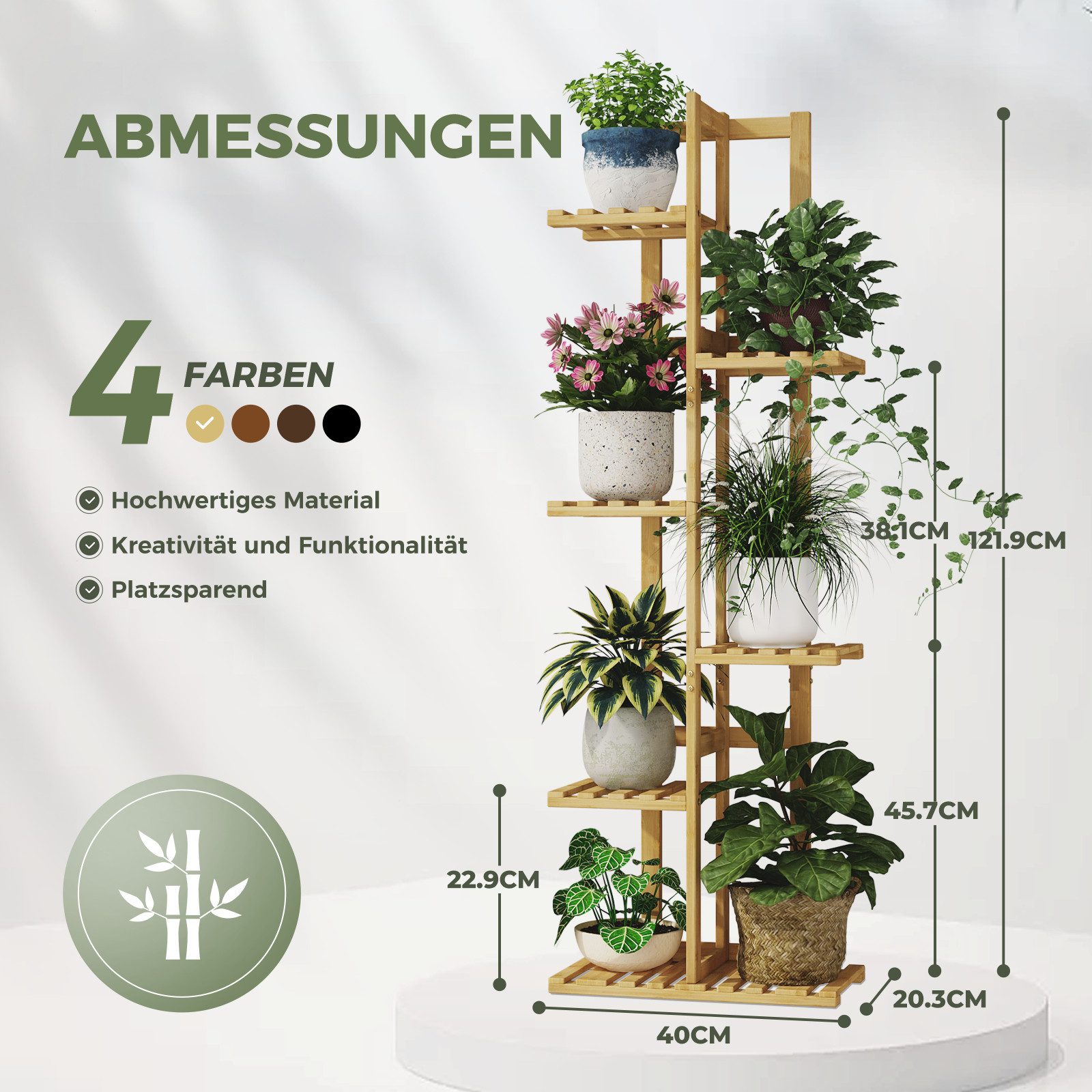 Bamworld Blumenständer Bambus-Pflanzenständer 6-stufig, 40 x 20,3 x 121,9 c günstig online kaufen