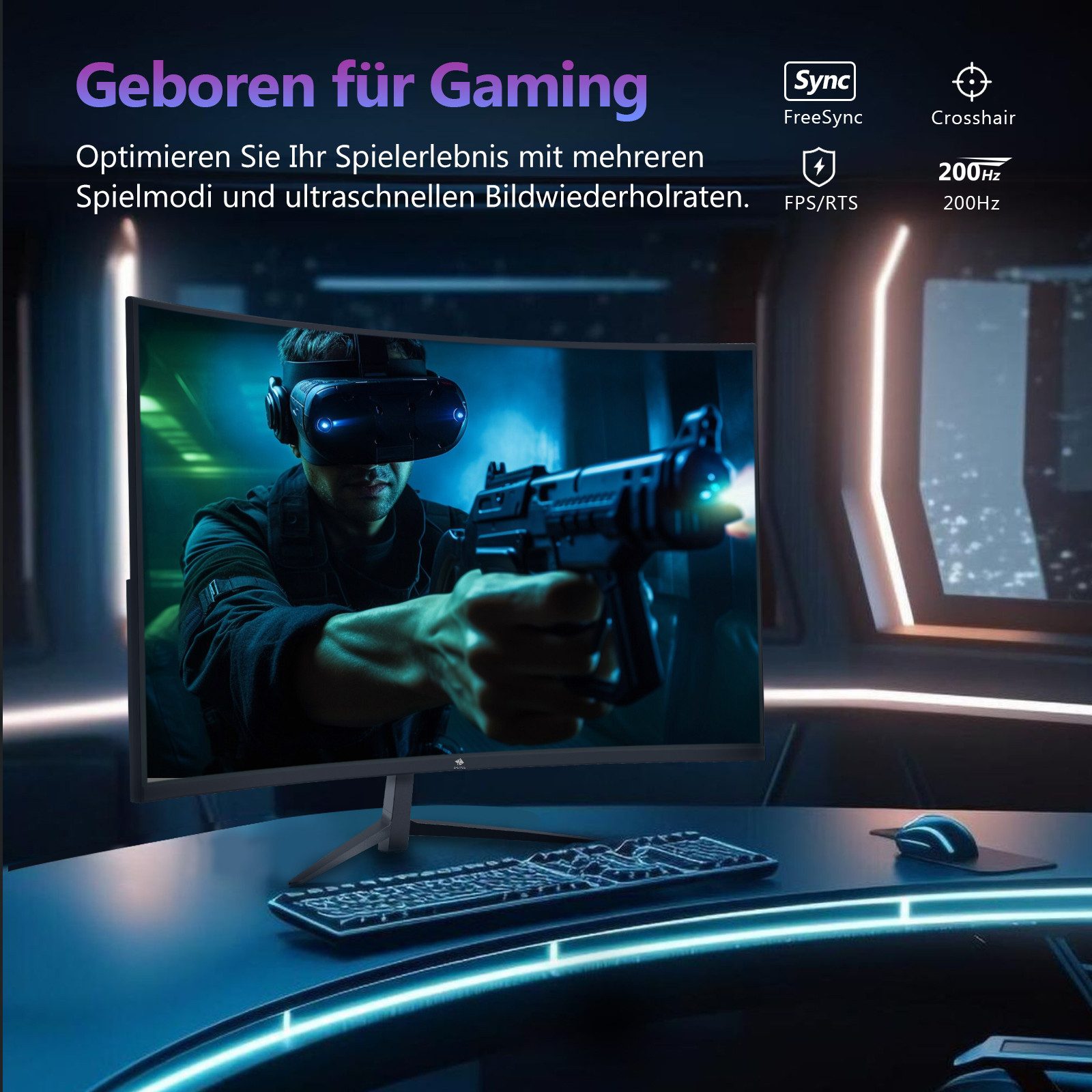 Z-EDGE LED Curved-Gaming-Monitor (69 cm/27 ", FHD 1920x1080 px, HD, 1 ms Reaktionszeit, 200 Hz, LCD, 1500R)