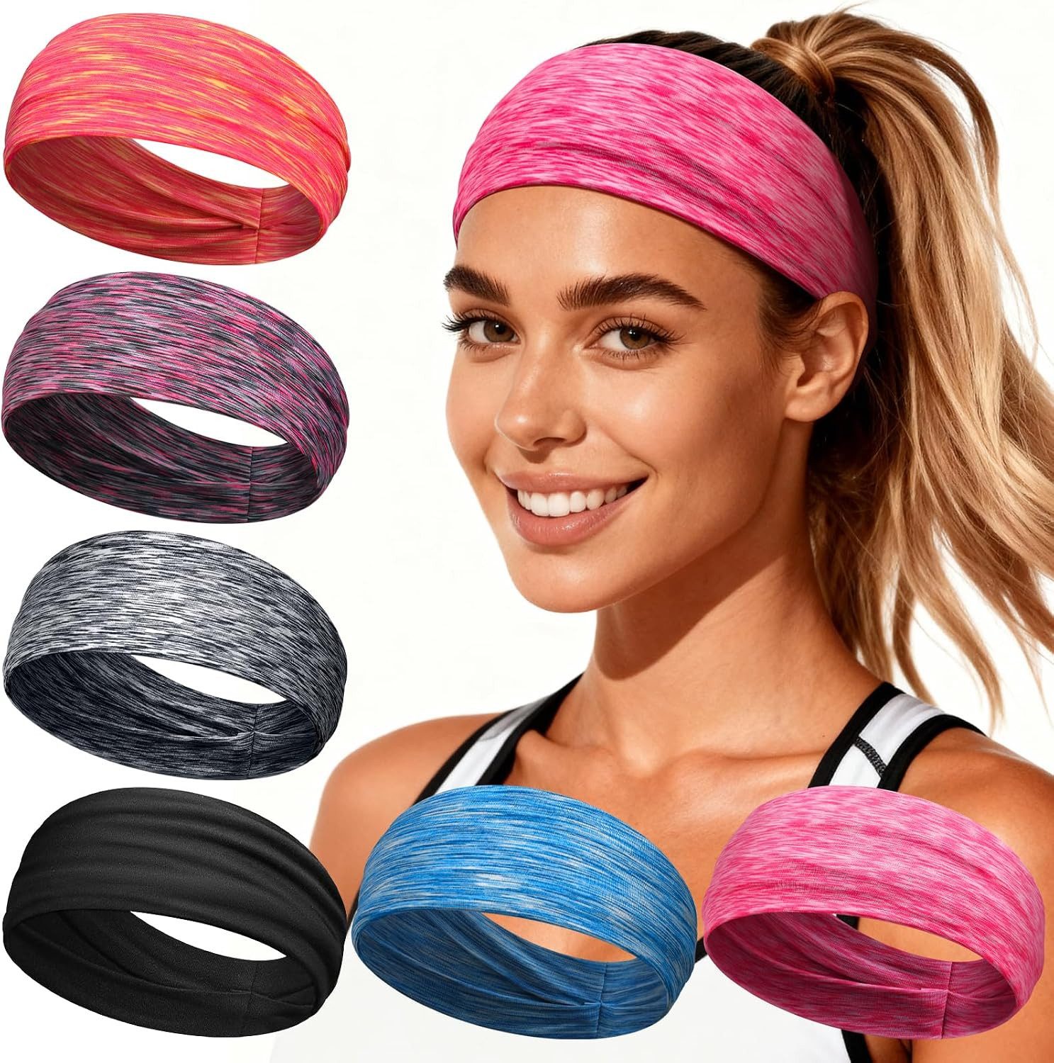 nsihing Haargummi 6 Pack Haarband Elastisch Headband Unisex Hair Band Haarschmuck, 6-tlg.
