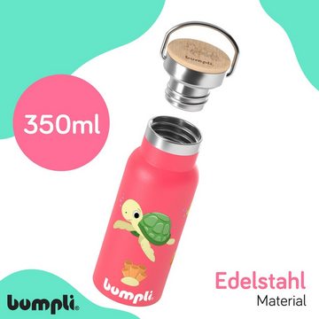 bumpli® Trinkflasche Kinder Trinkflasche 350ml Edelstahl, Thermosflasche, Auslaufsicher + Gratis Strohhalmdeckel