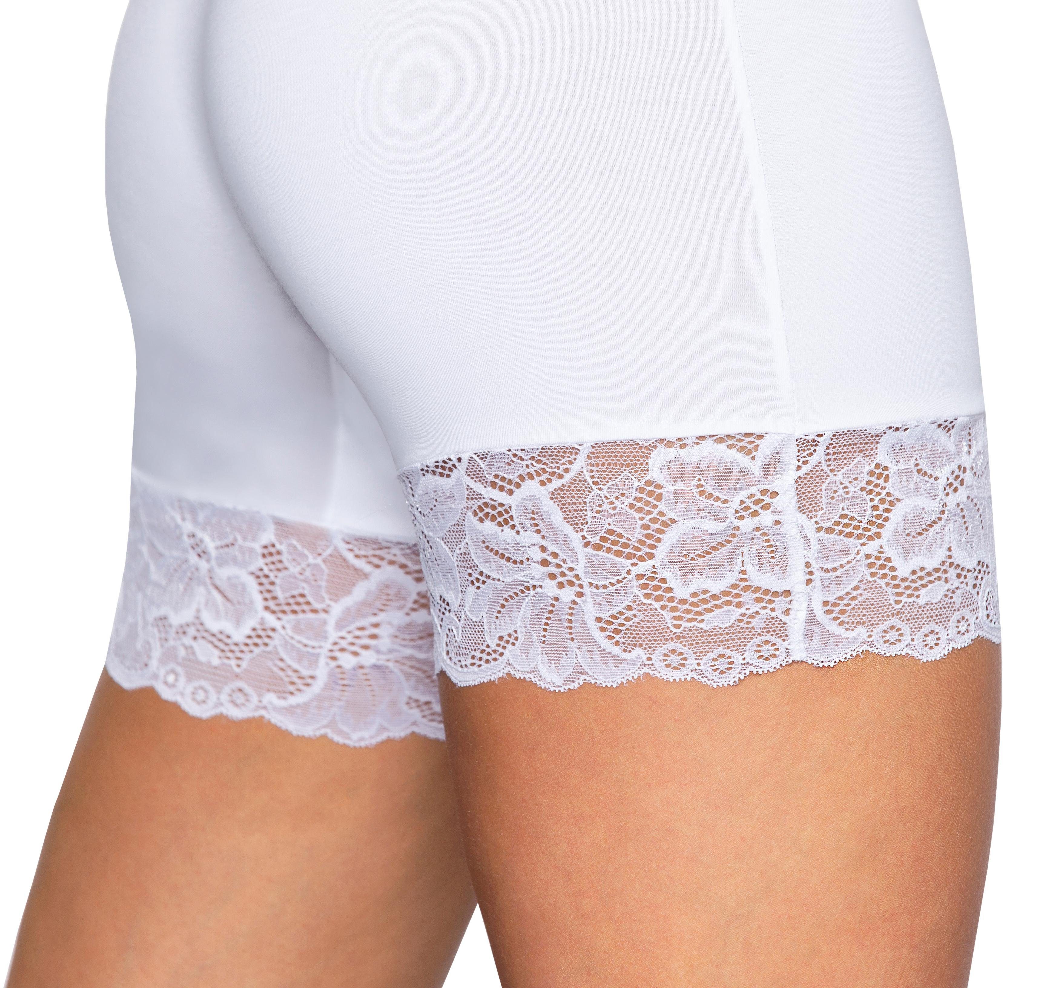 Weiß Spitze Lange Unterhosen Longpants Miederpants Bein mit mit Alkato Unterhose
