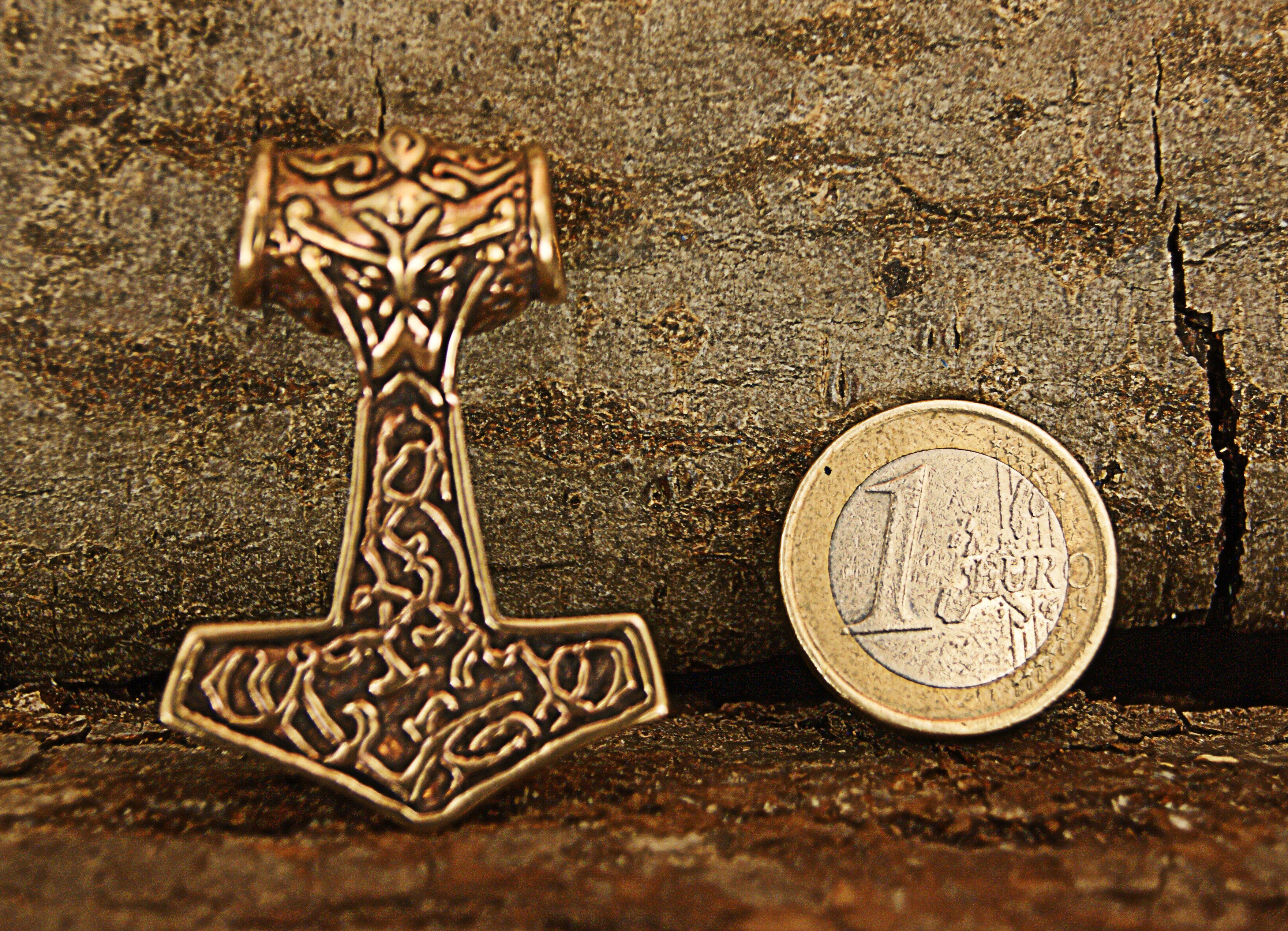 Thorshammer Leather Thoranhänger Bronze Wikinger Mjölnir Kettenanhänger Nordisch Thor of Kiss