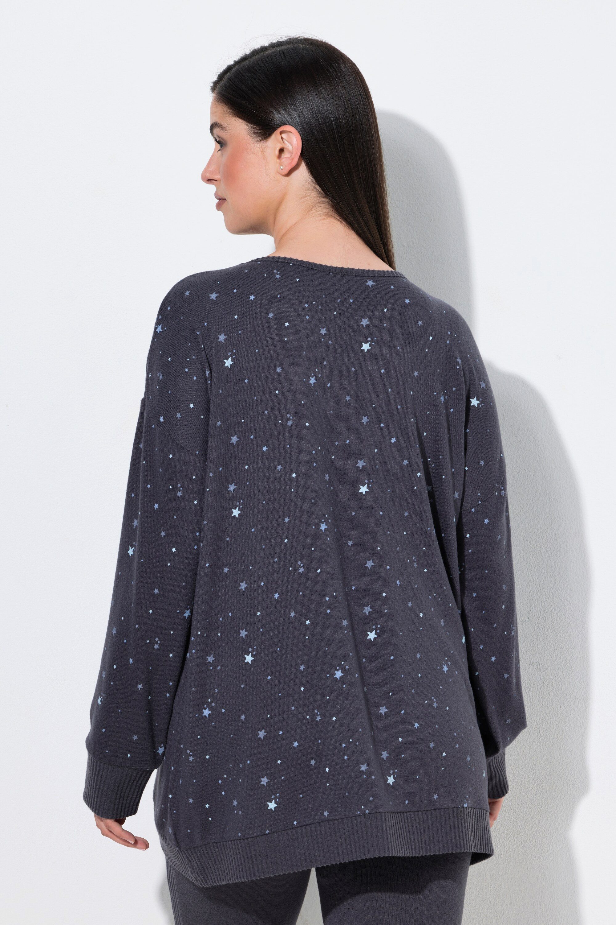 Ulla Popken Sweatjacke Loungewear-Sweater Sterne oversized Rundhals – Bild 3 von 4