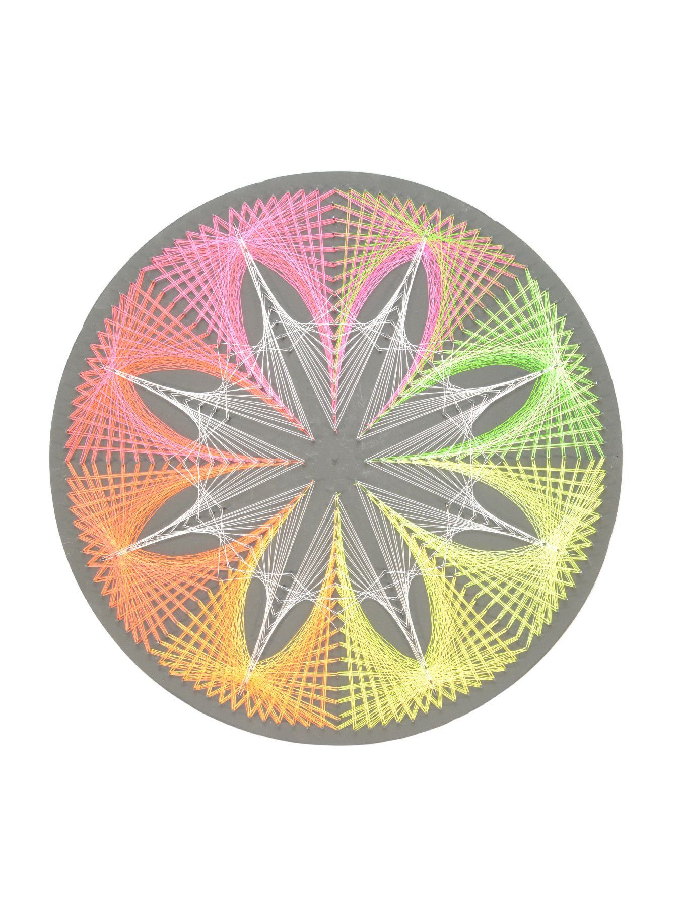 Kreis unter StringArt Dekoobjekt 40cm, UV-aktiv, 2D Schwarzlicht Cornflower", Fadendeko Schwarzlicht "Fluo PSYWORK leuchtet