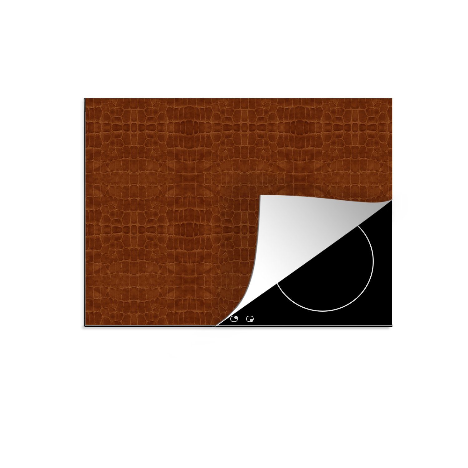 MuchoWow Herdblende-/Abdeckplatte Induktionsschutz - Leder - Rot - Tierhaut, Vinyl, (1 tlg), 60x52 cm, Mobile Arbeitsfläche nutzbar, Ceranfeldabdeckung
