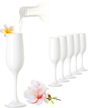 PLATINUX Sektglas Weiße Sektgläser 160ml, Glas, Champagnergläser (max 200ml) Prosecco Sektflöten Sektkelche Sektglas
