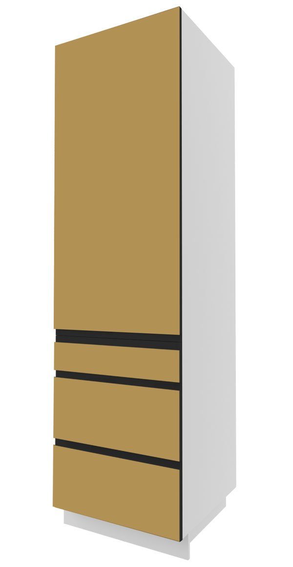 Feldmann-Wohnen Vorratsschrank 3 1-türig (Vollauszug) wählbar Front- Korpusfarbe & 60cm Bonn Schubladen matt weiß